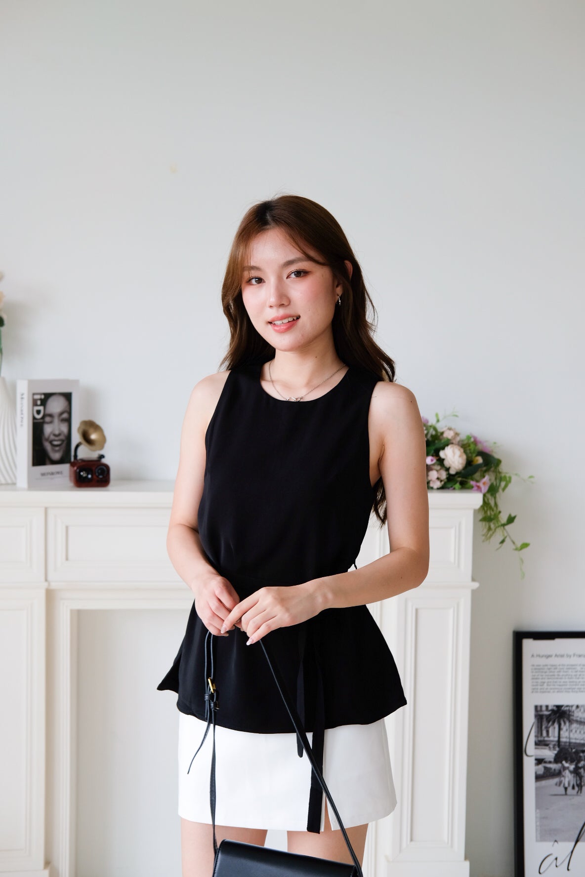 Rosina Chiffon Flare Top (Black)