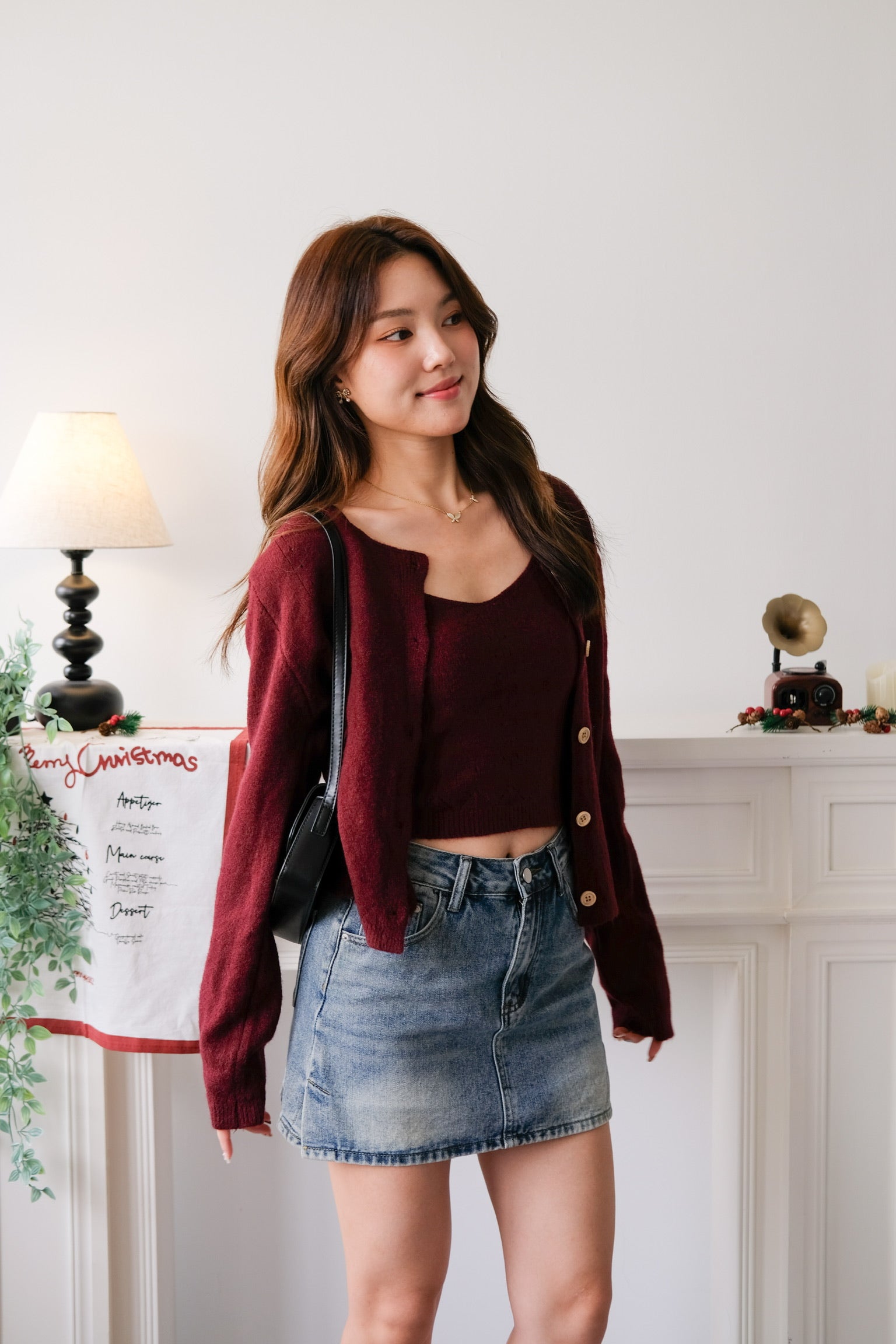 Nicole 2-in-1 Cardigan Set (Maroon)