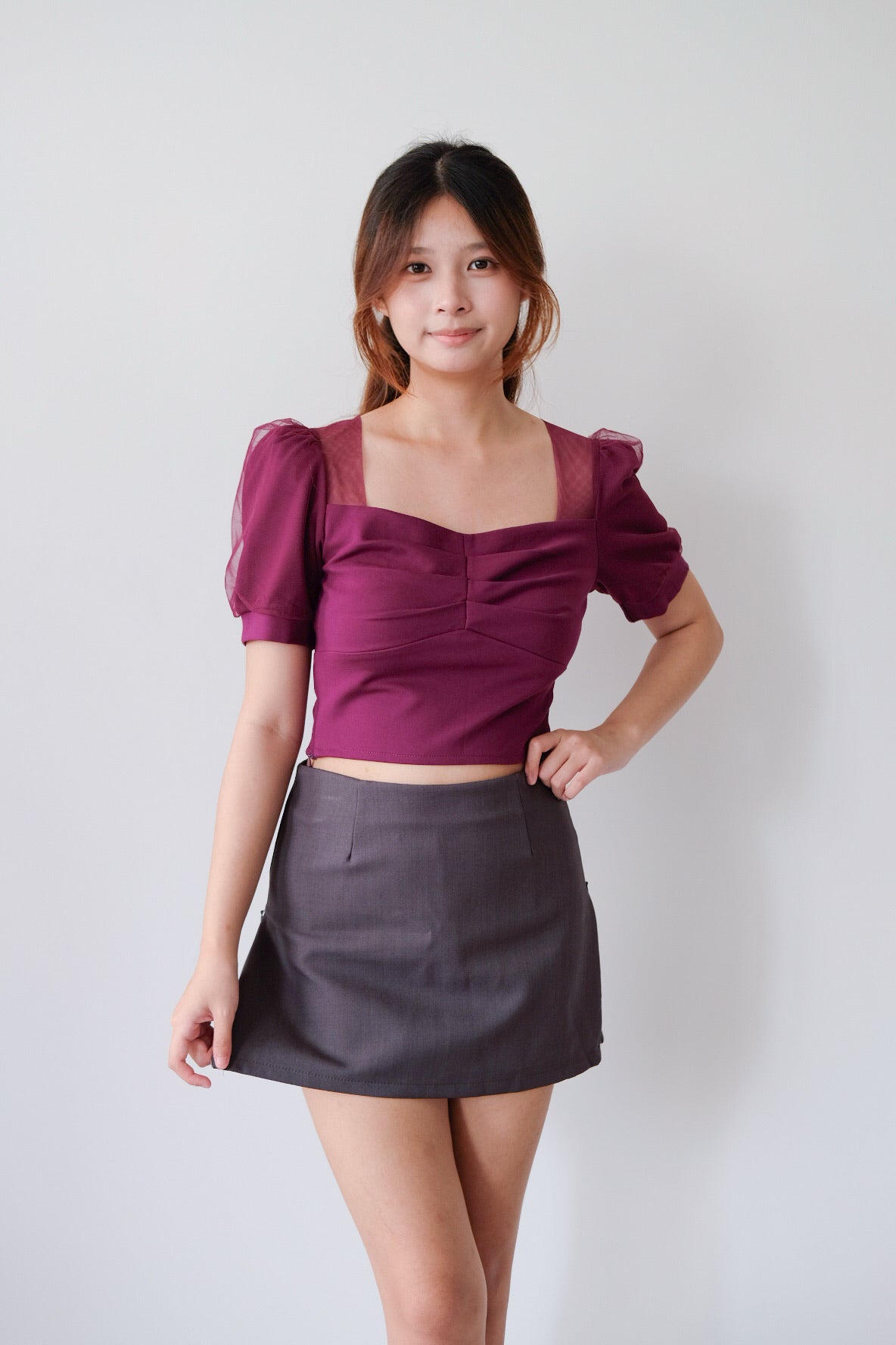Dark Grey A-Line Skort with Side Zips