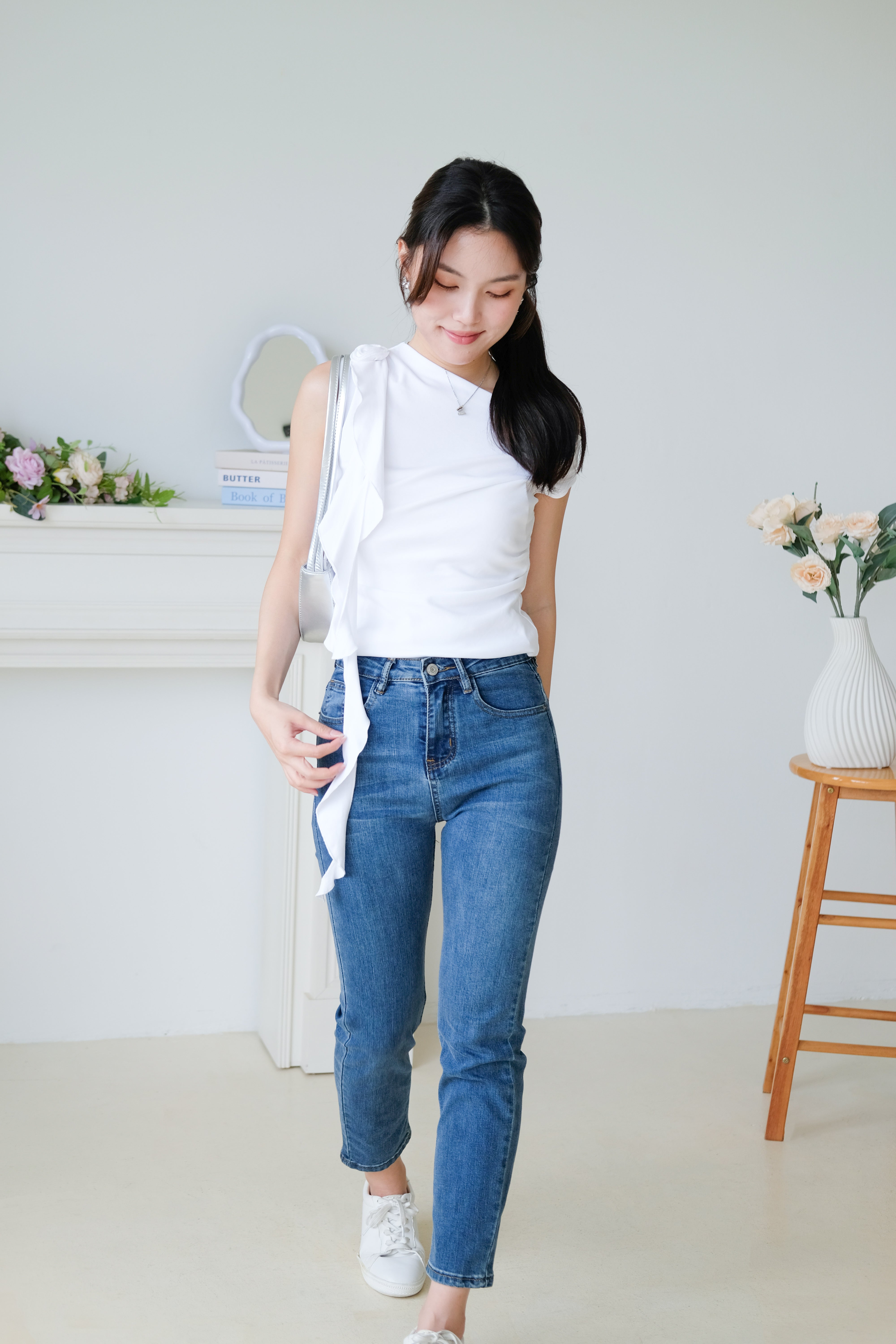 Elora Ruffle Toga Top (White)
