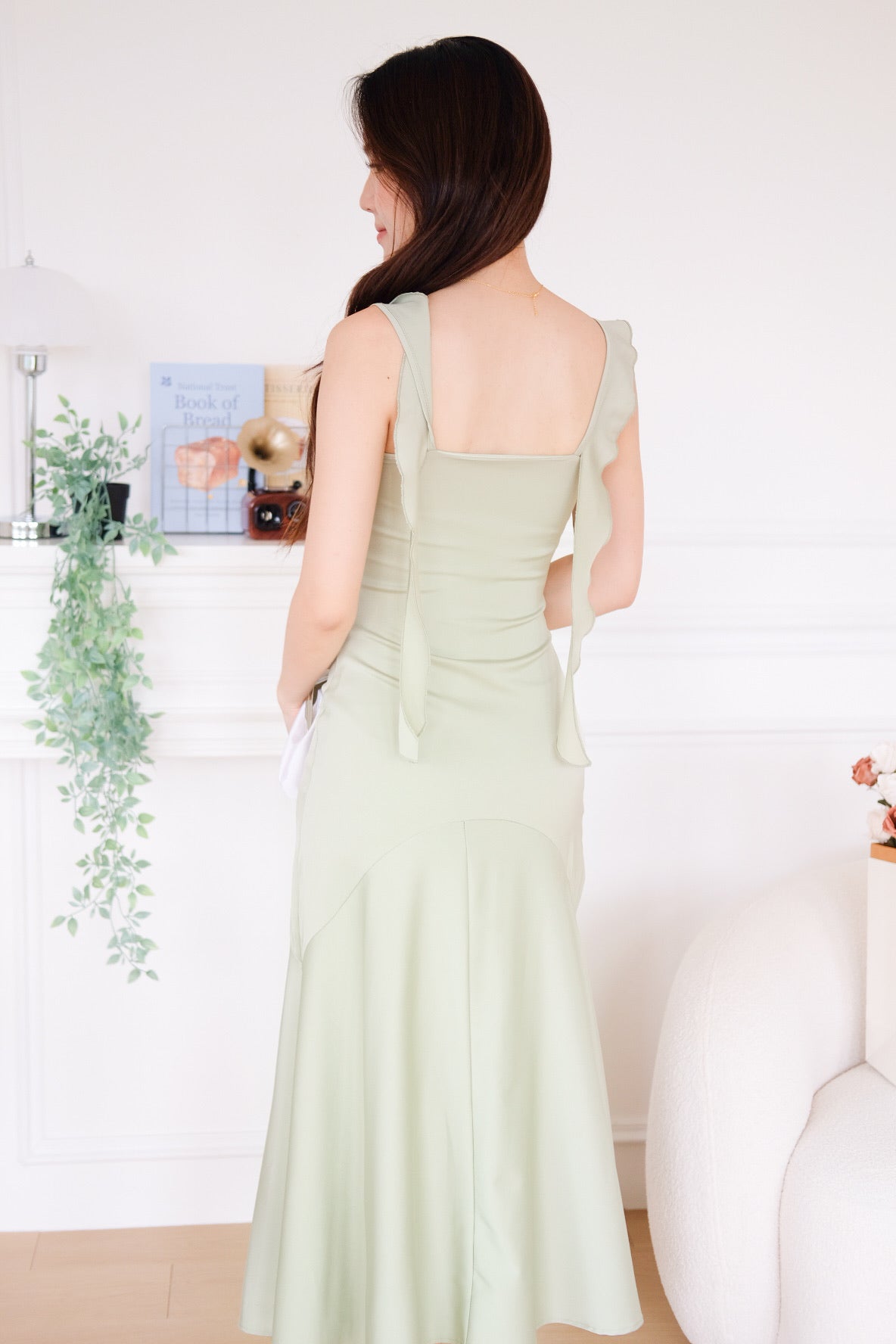 Marina Ruffle Mermaid Maxi Dress (Pistachio Green)