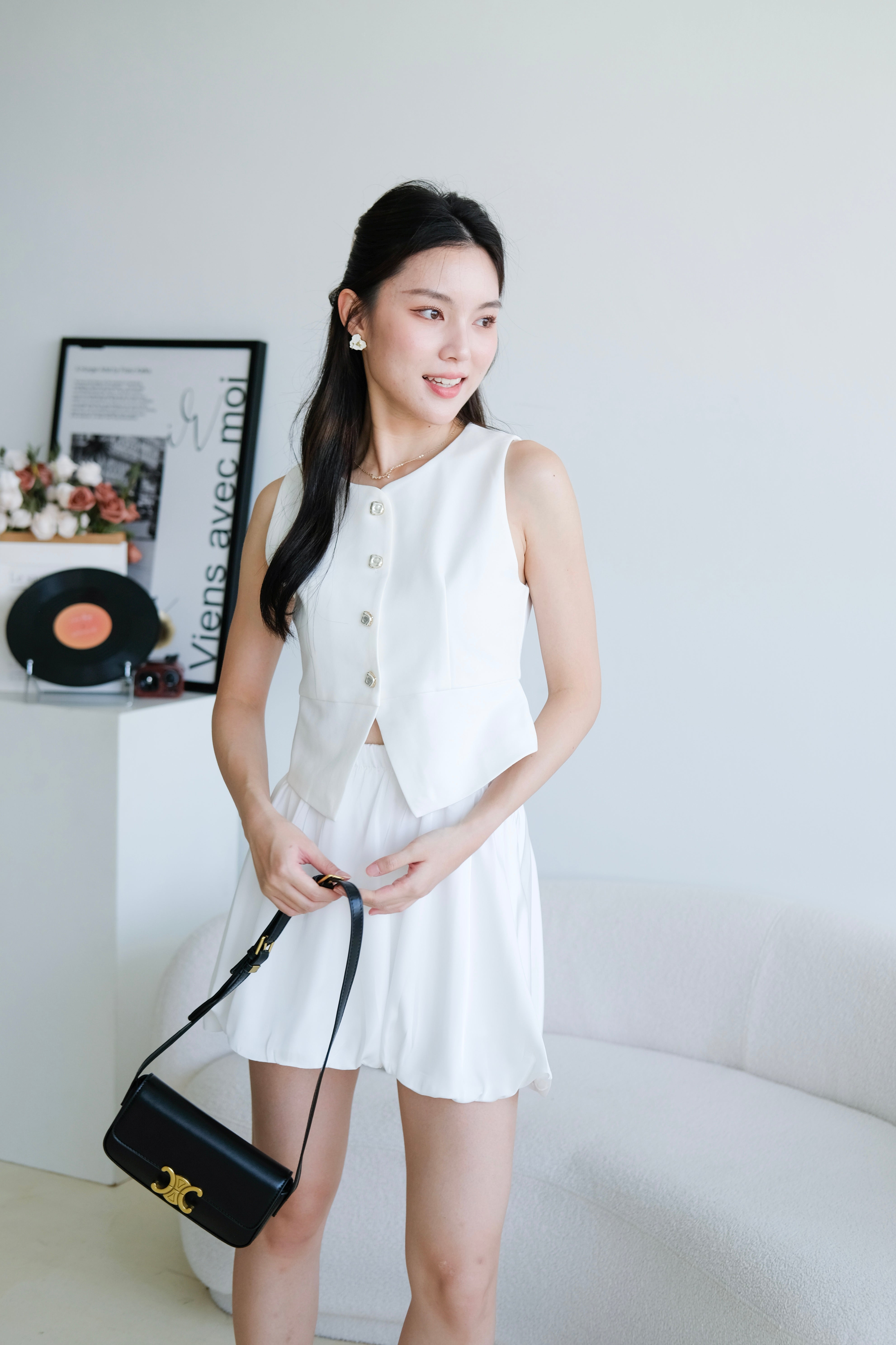 Valerie Round Neck Vest Top (White)