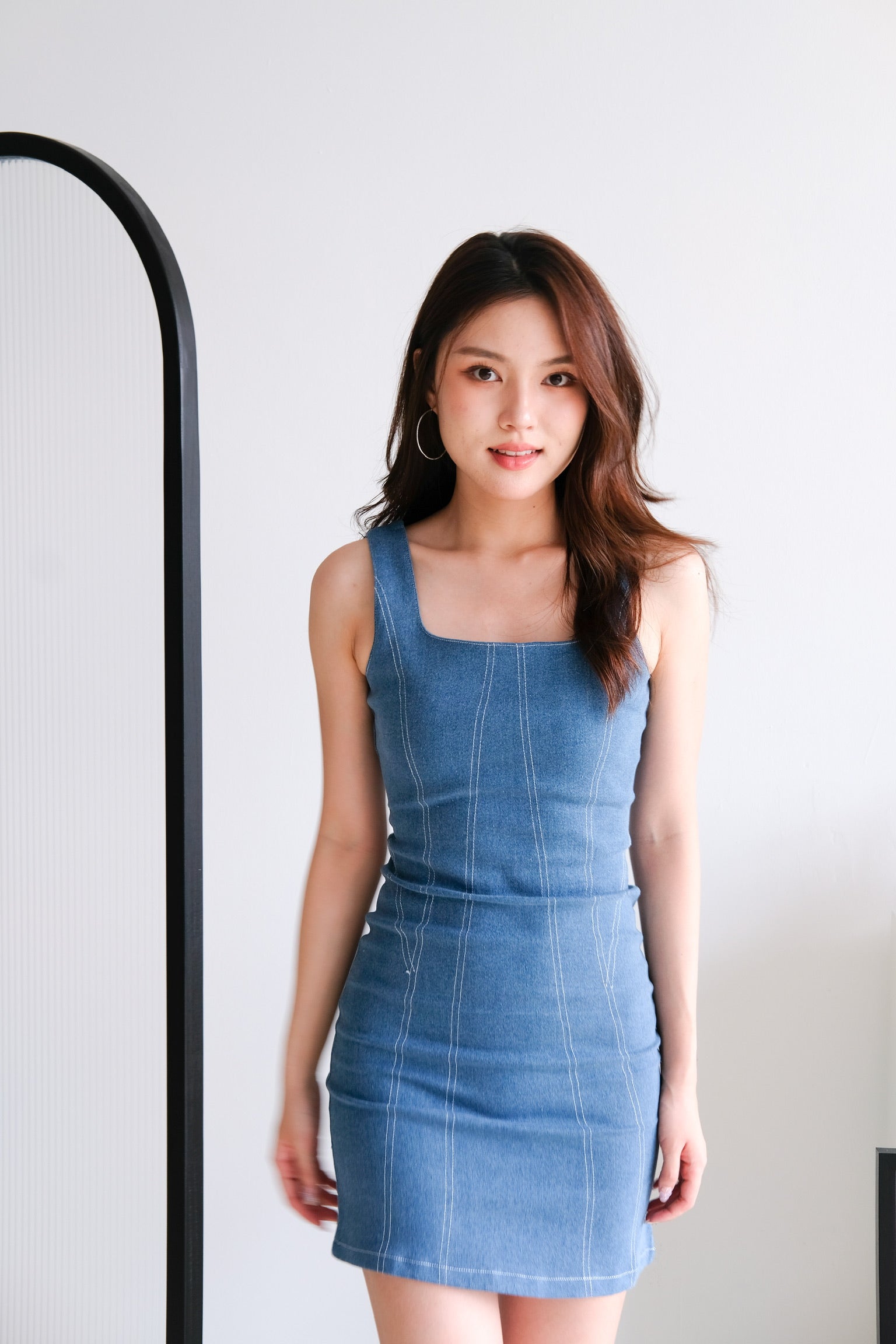 Slyvia Denim Bodycon Dress (Dark Blue)
