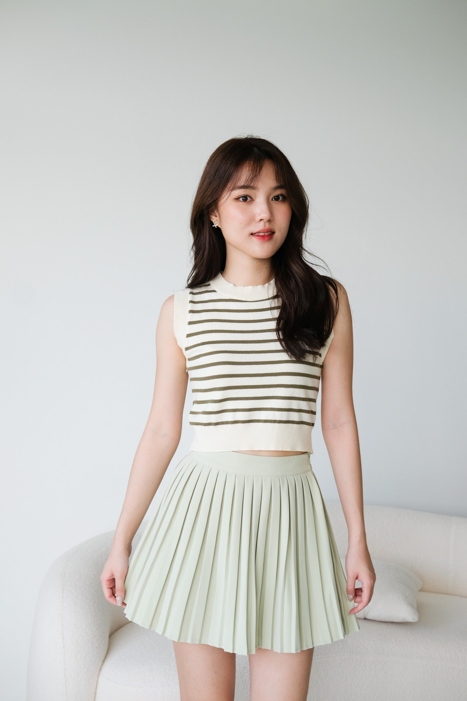 Zelda Pleated Skirt (Pistachio Green)