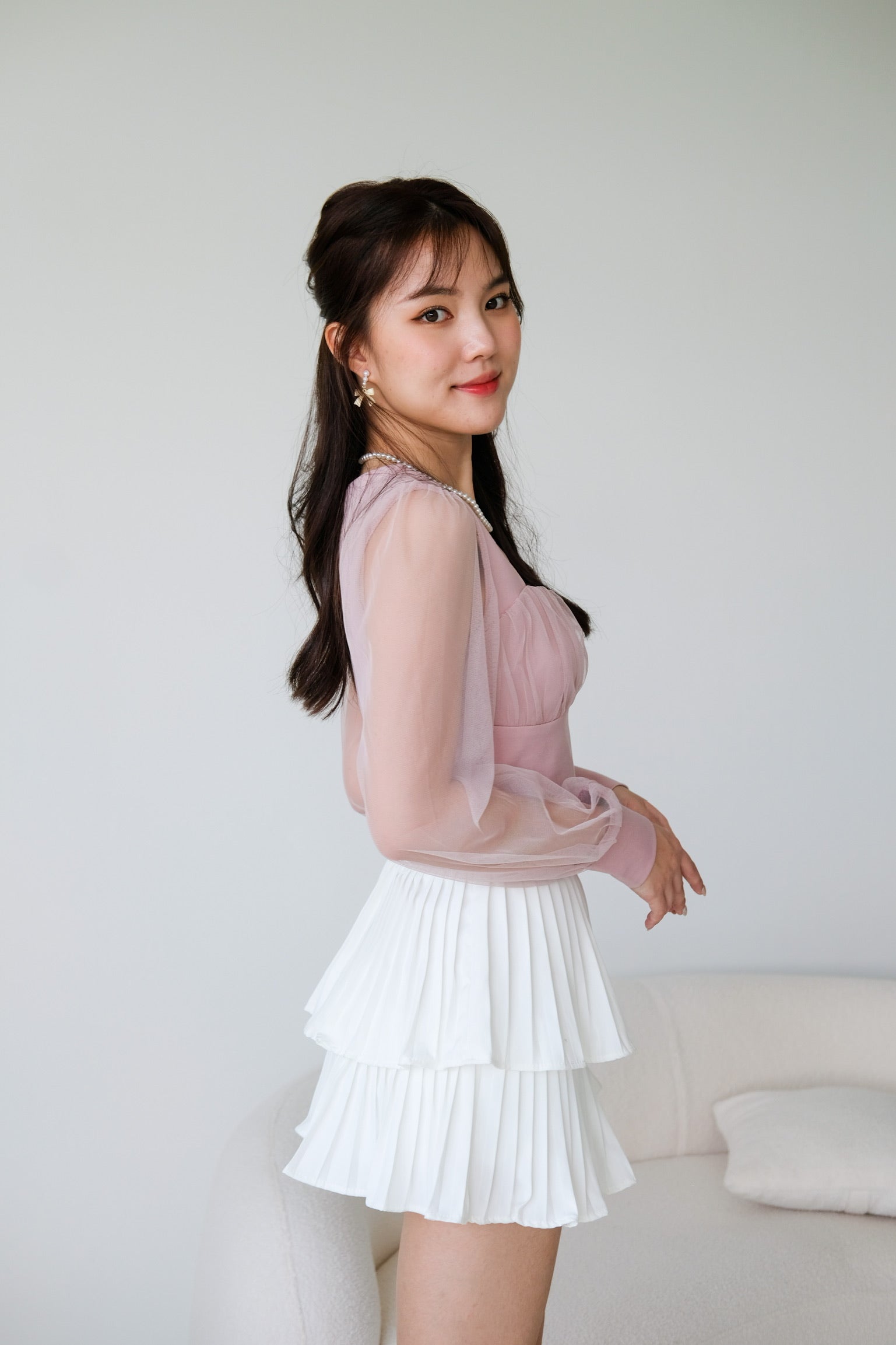 Heliene Sweetheart Mesh Top (Dusty Pink)