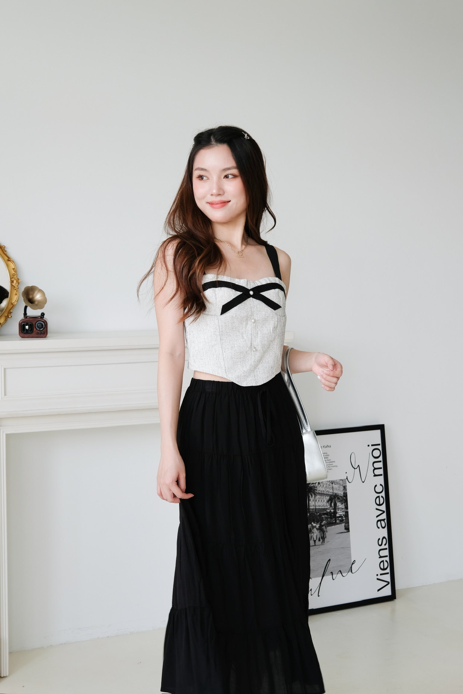 L'amore Tiered Maxi Skirt (Black)