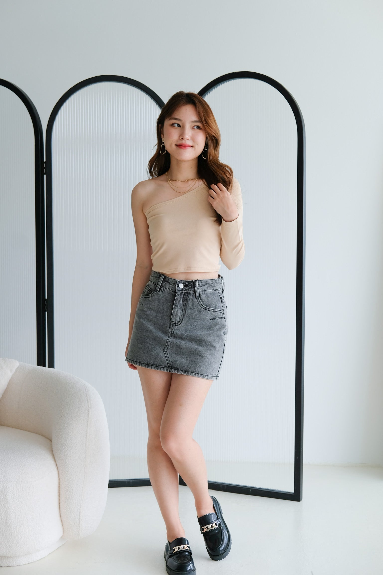 Khaki Swiss Dot Top