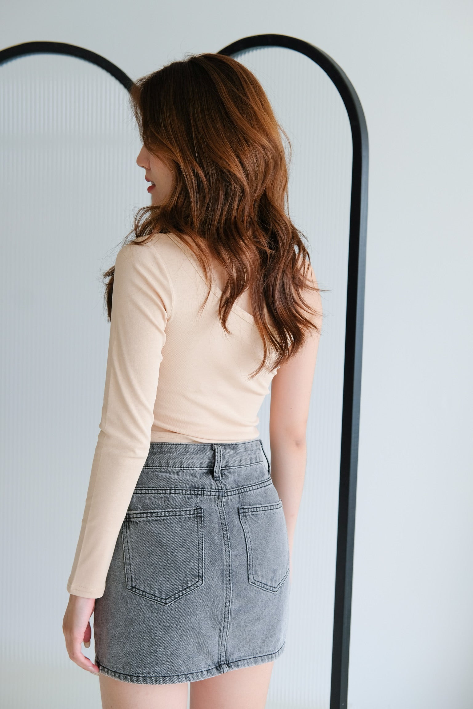 Khaki Swiss Dot Top