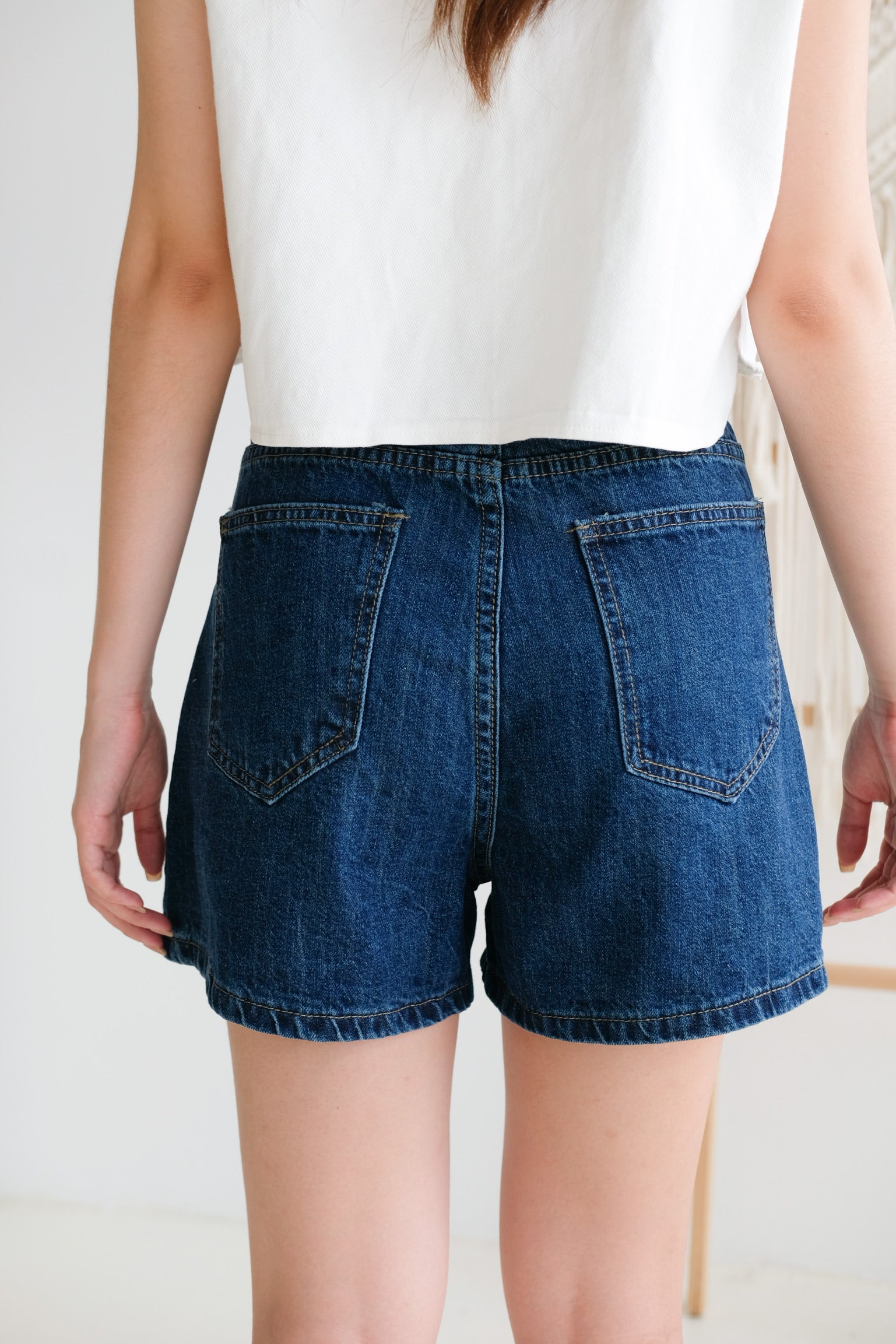 Helda Bermuda Denim Shorts (Dark Blue)