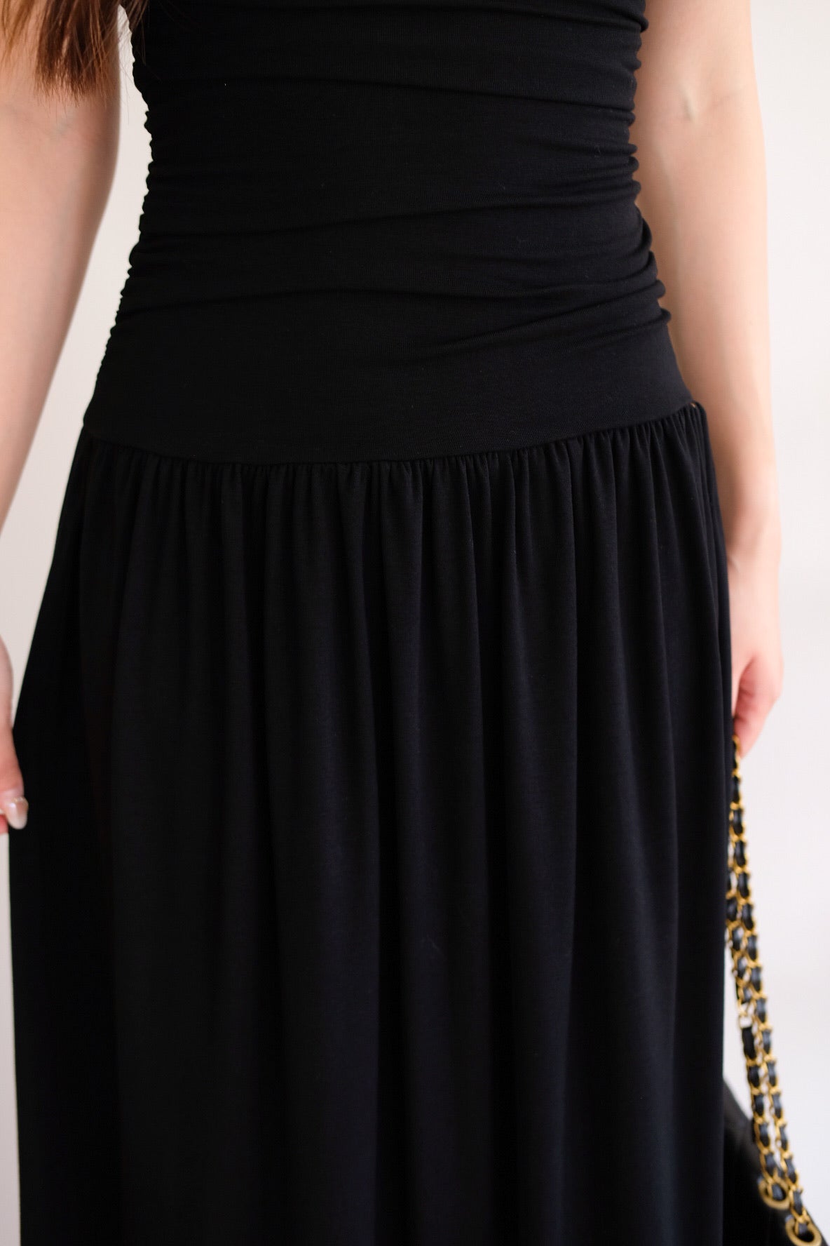 Rosalyn Scoop Ruched Maxi Dress (Black)
