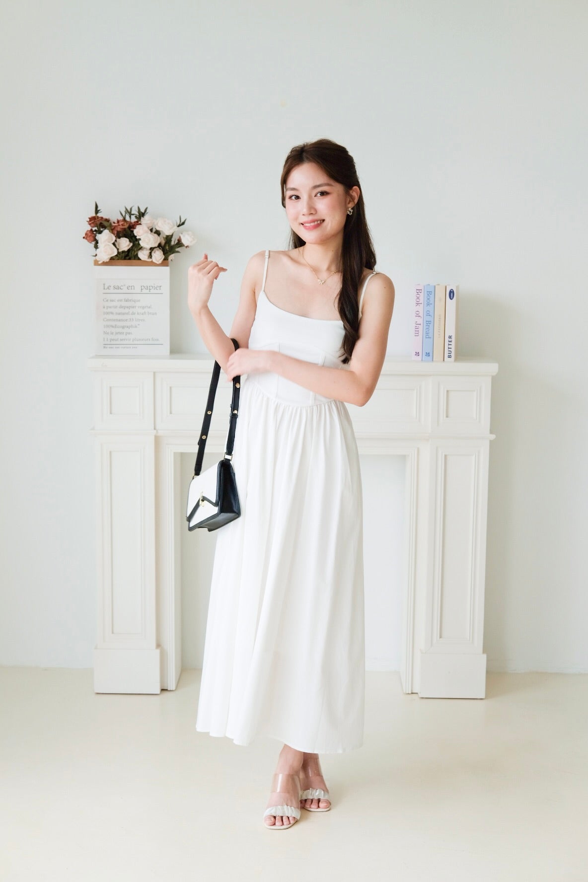 Clara Corset Maxi Dress (White)
