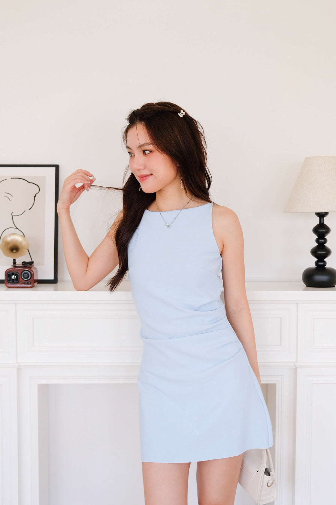 Sylvie Boatneck Fitted Dress (Light Blue)