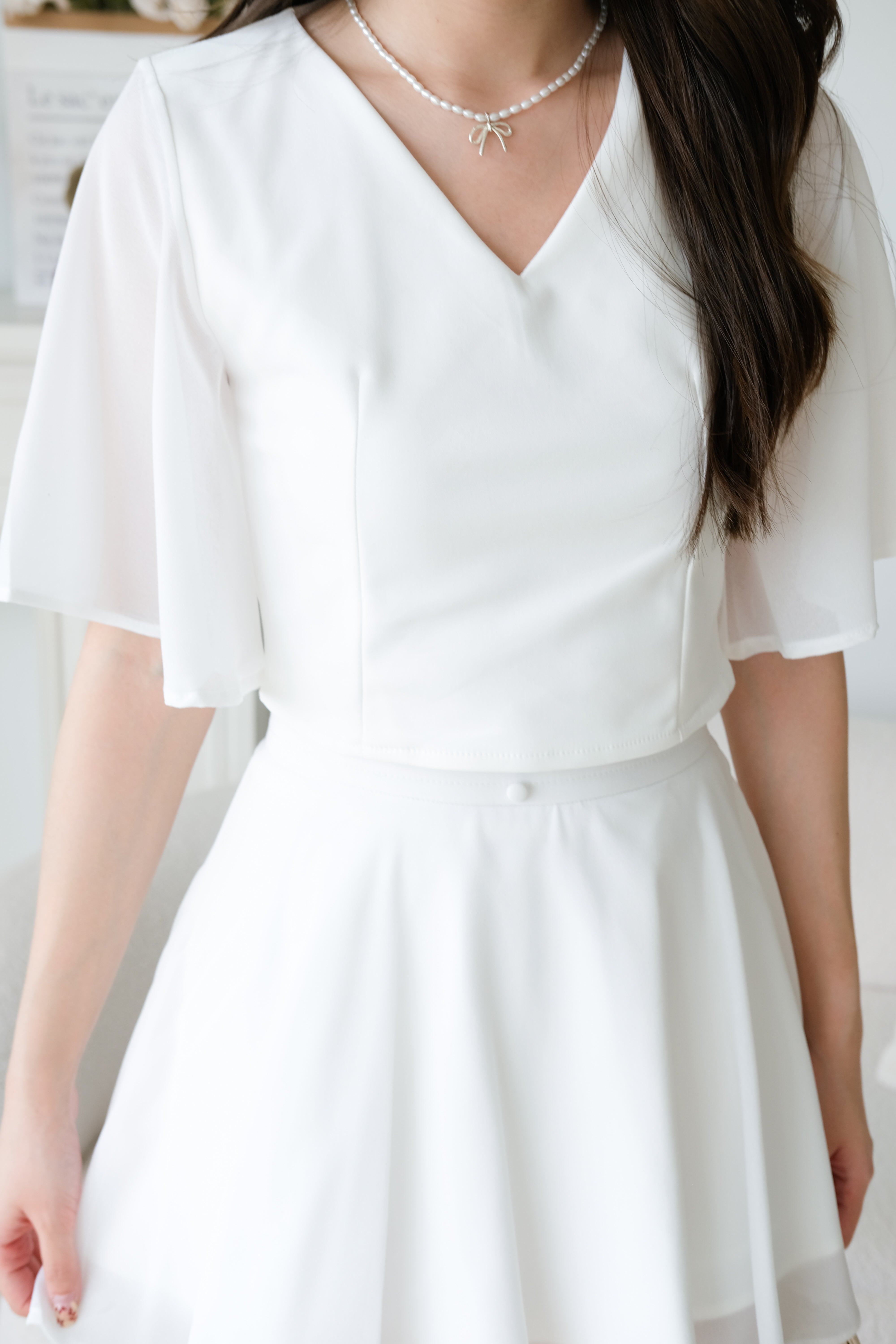 Caley Flutter Sleeves Set (White)
