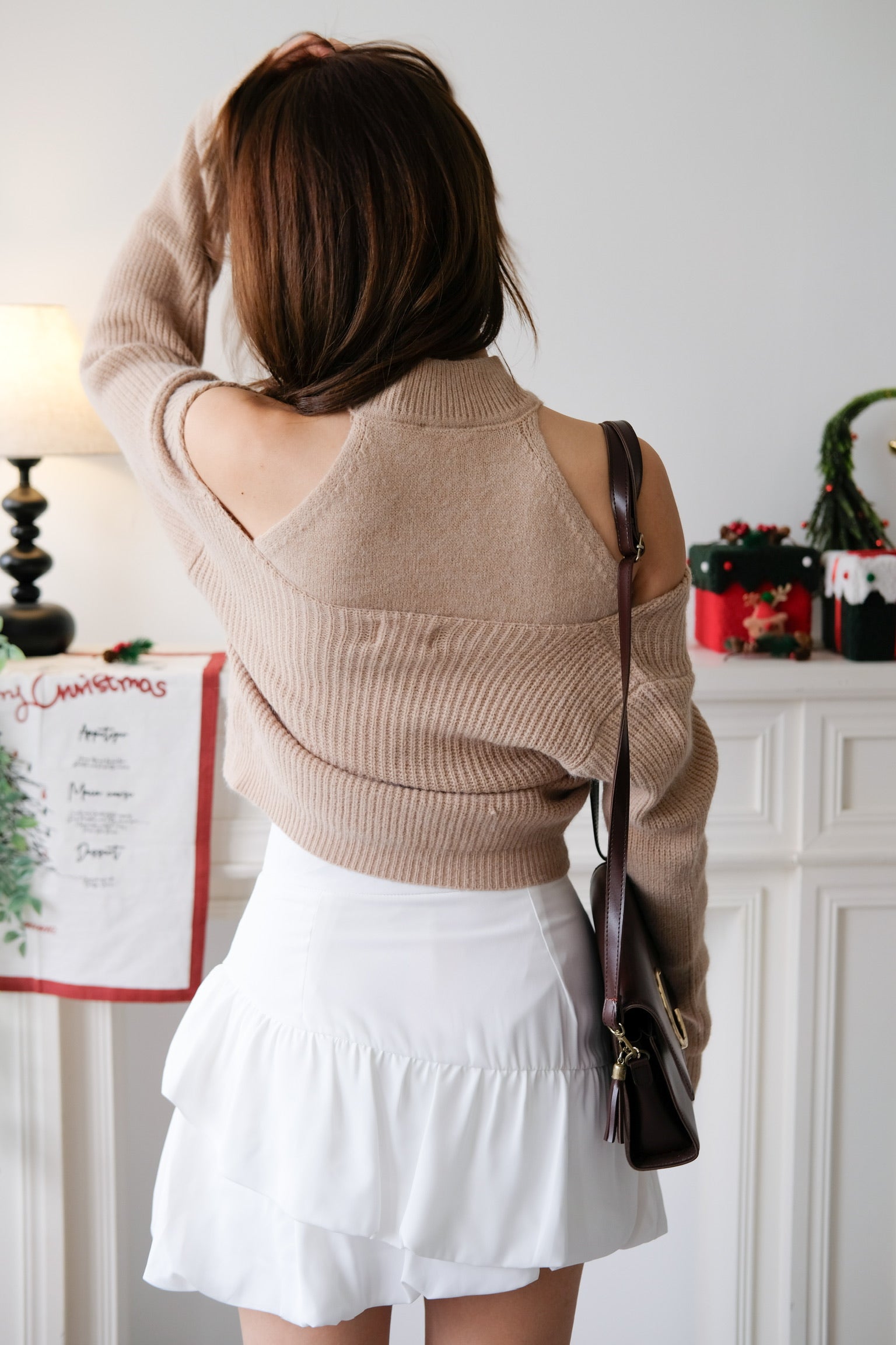 Olivia 2-in-1 Knit Sweater Set (Khaki)