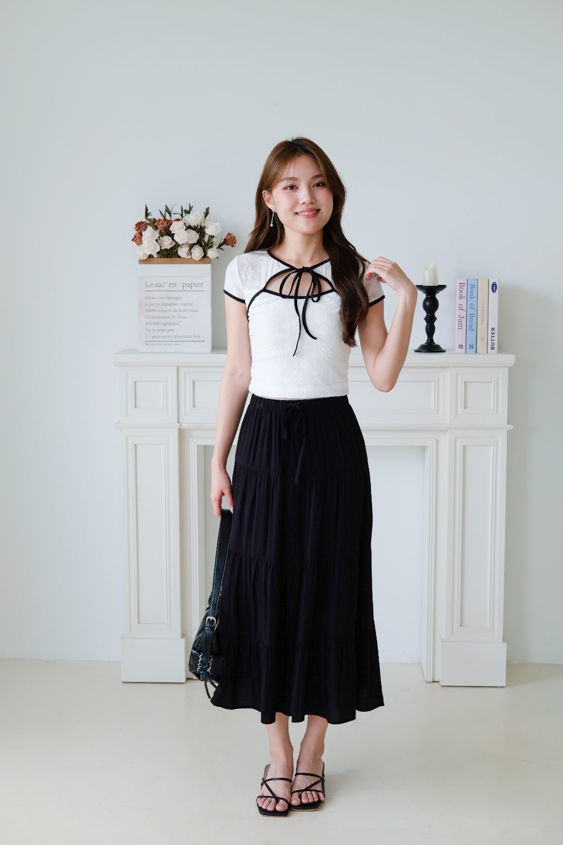 Irisa Lace Ribbon Top (White)
