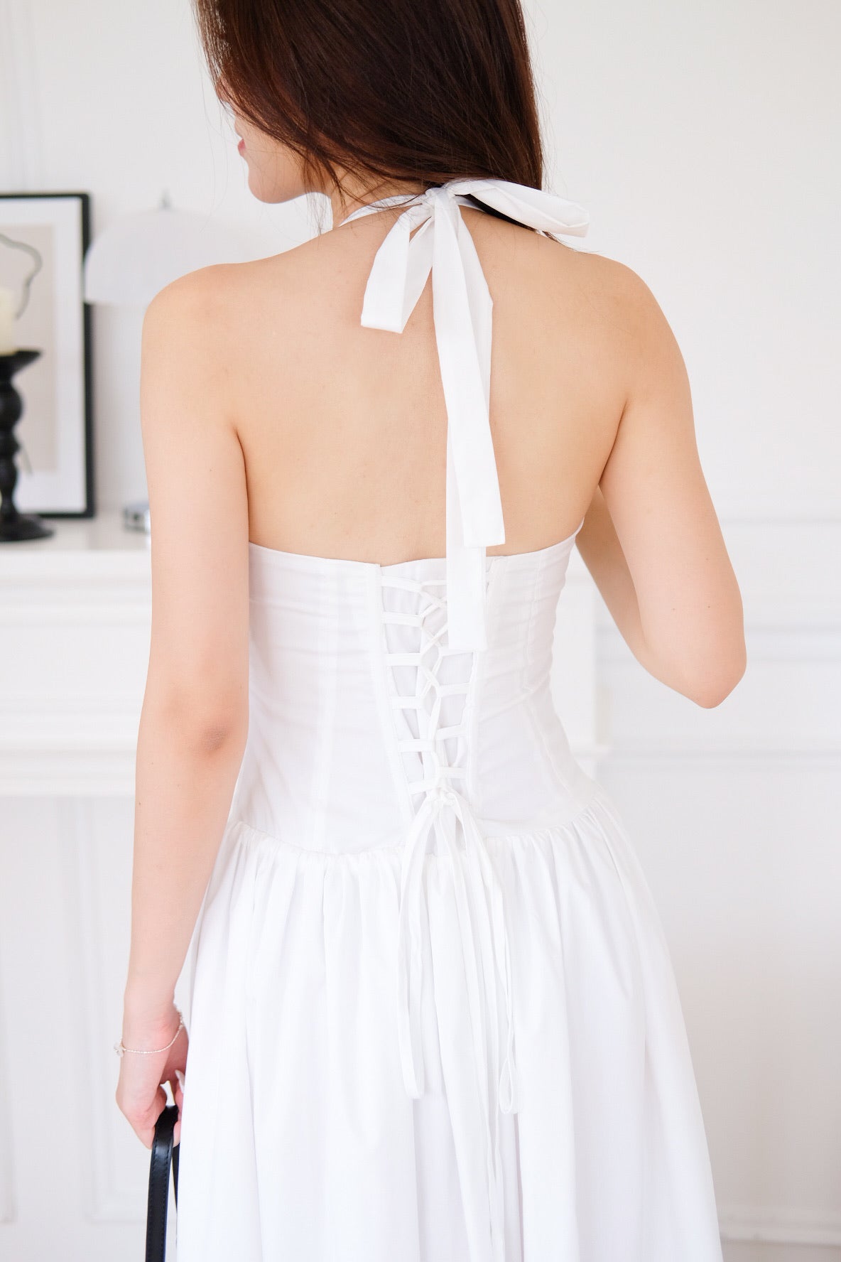 Cynthia Padded Corset Bubble Maxi Dress (White)