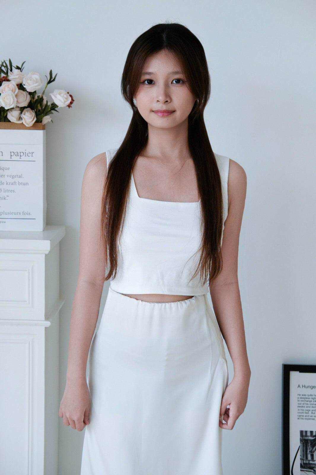White Square Neck Crop Top