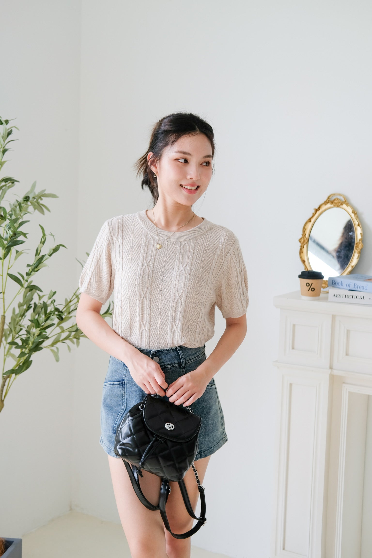 Carey Knit Tee (Latte)