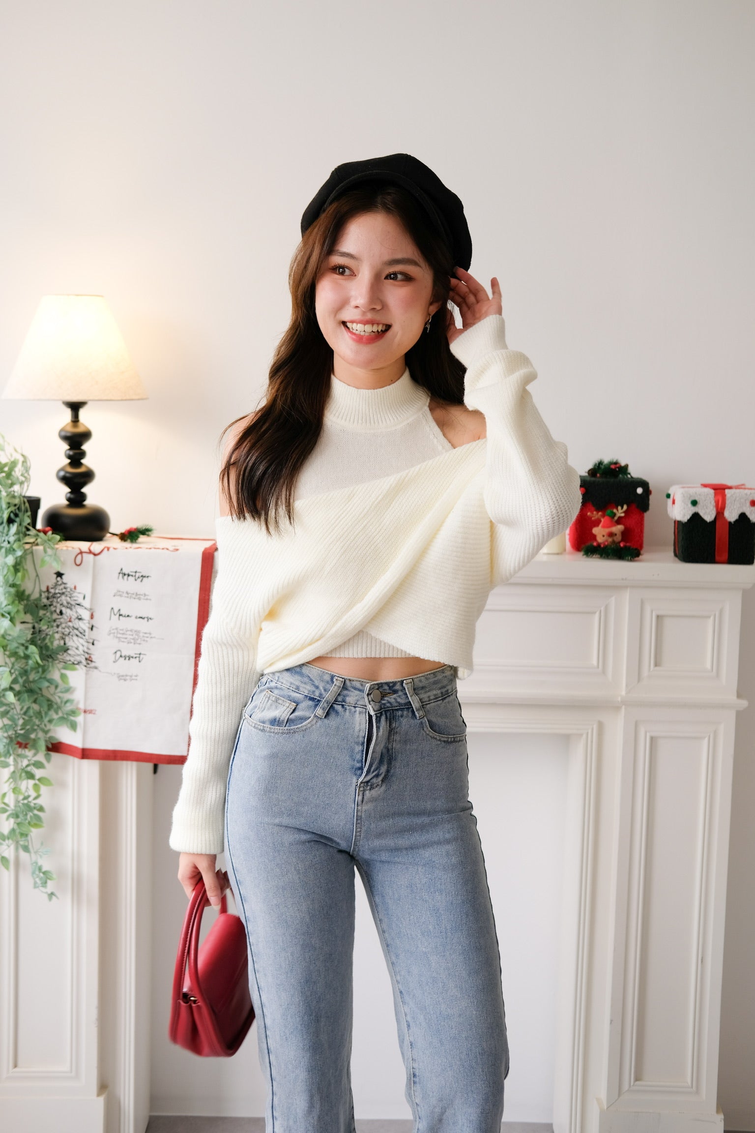 Olivia 2-in-1 Knit Sweater Set (Cream)