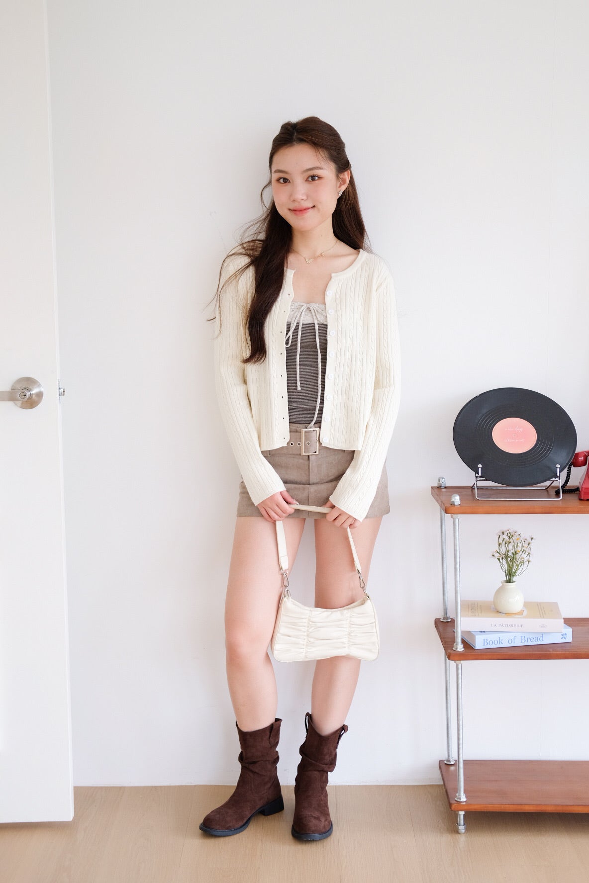 Sharlyn Cable Knit Cardigan (Cream)