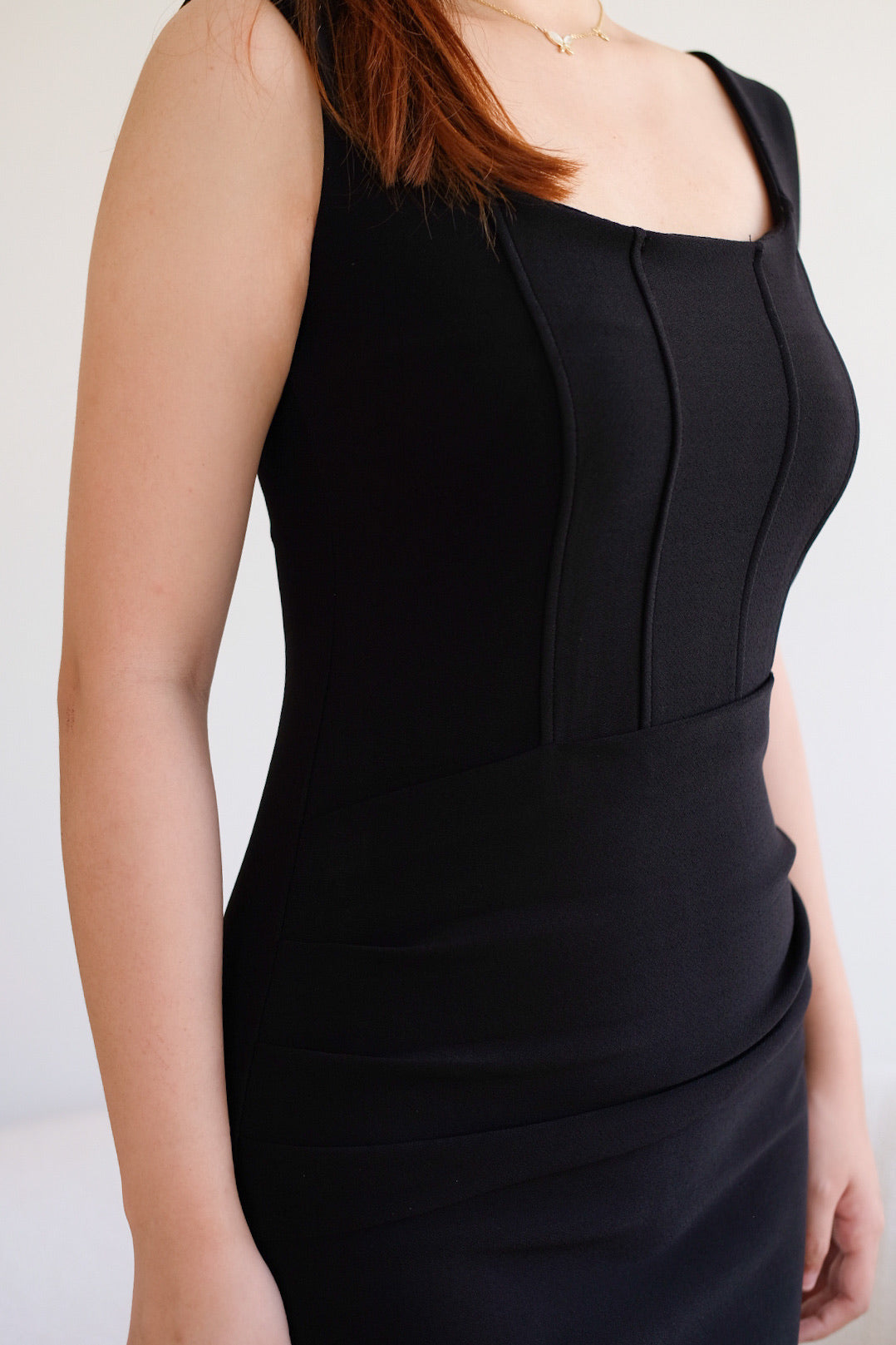 Black Ruched Bodycon Dress