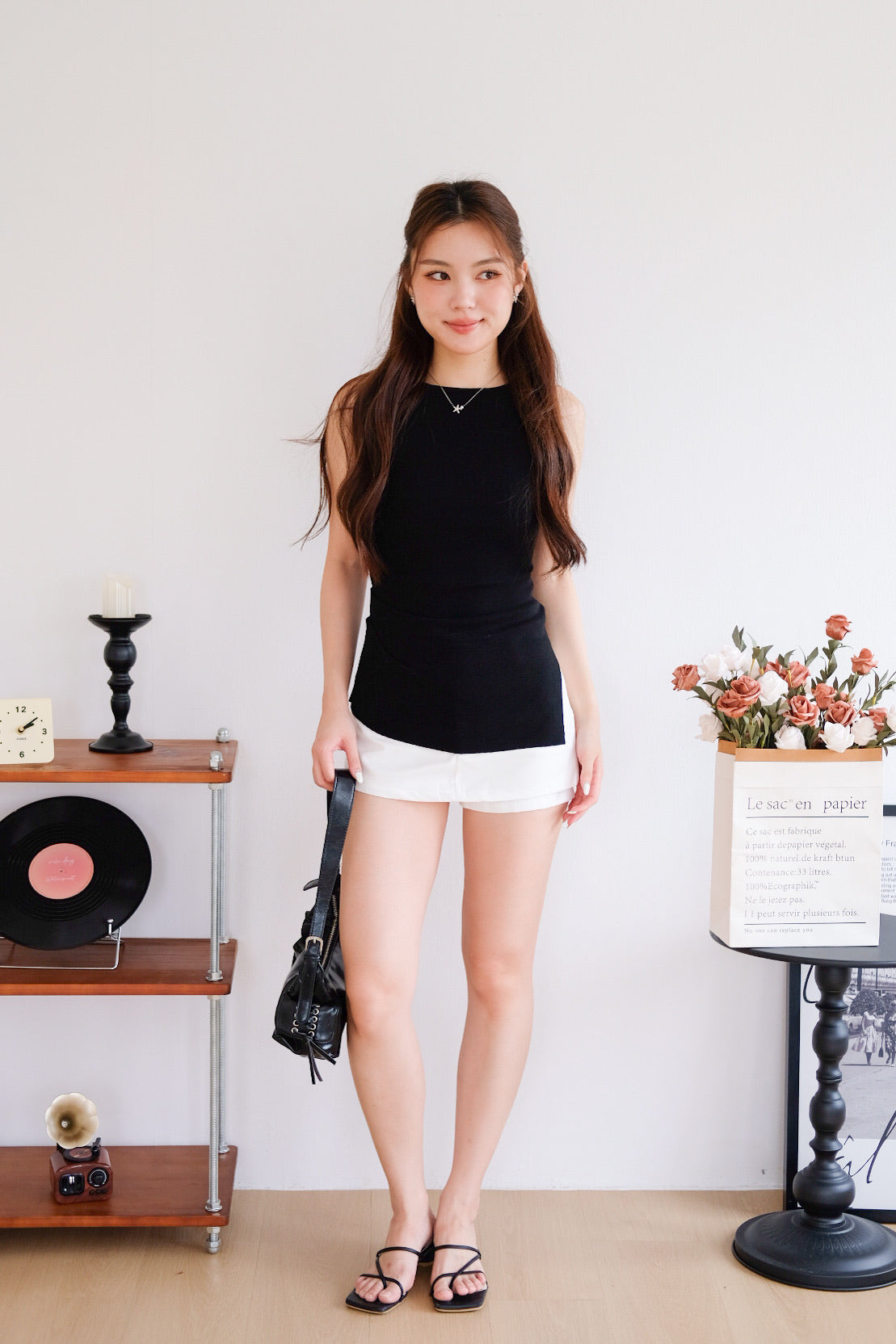 Velisse Boatneck Ruched Top (Black)
