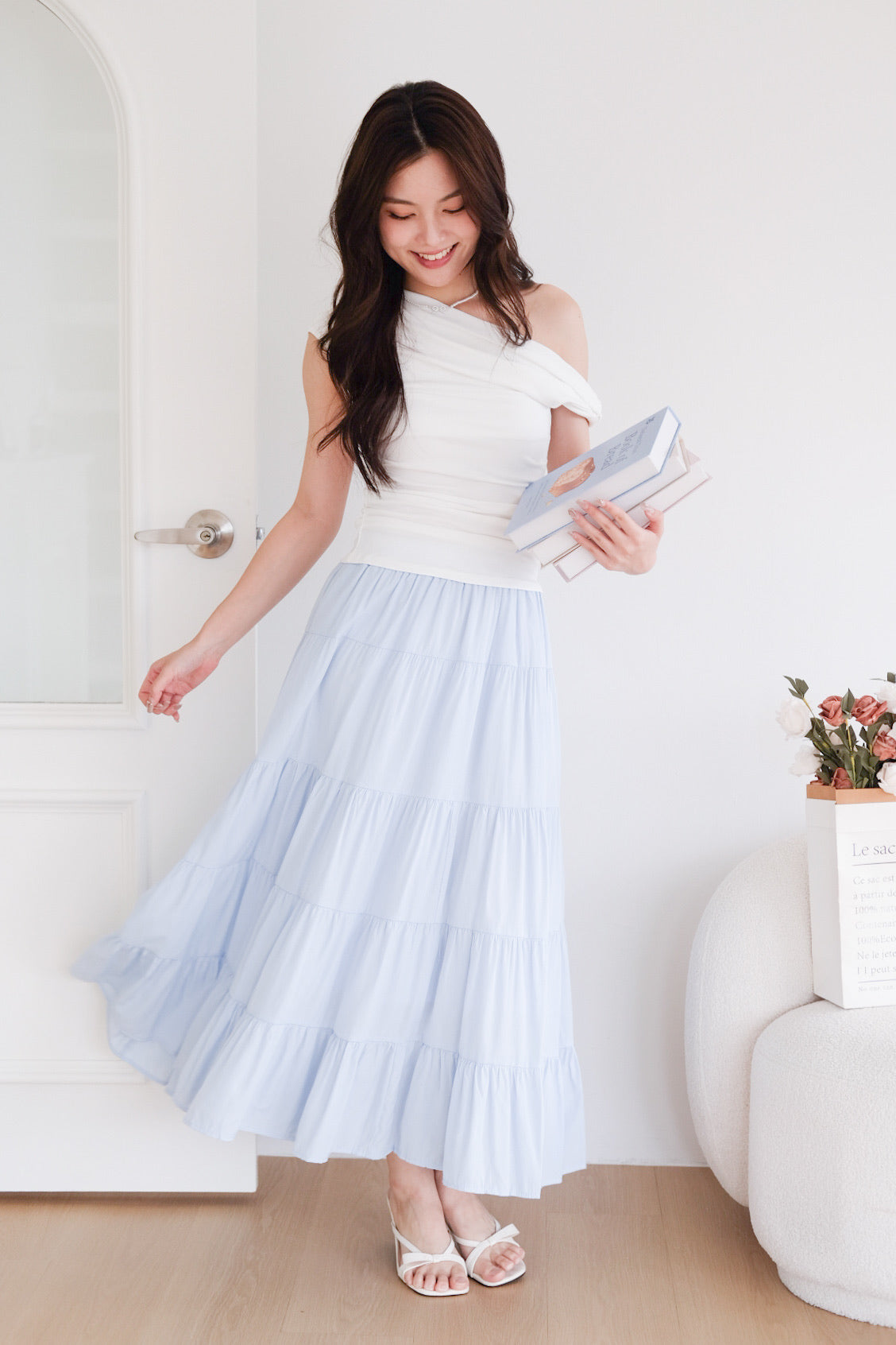 Willa Tiered Maxi Skirt (Sky Blue)