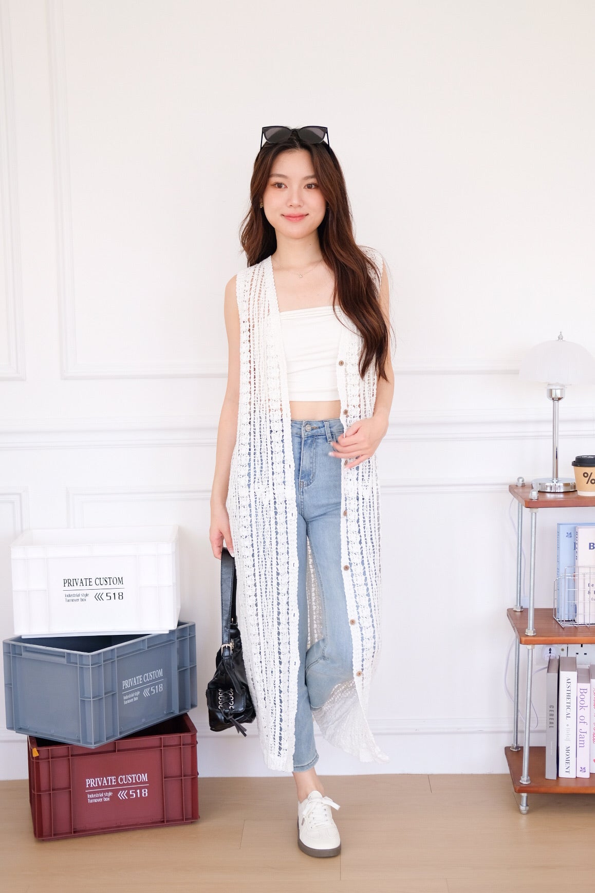 Romania Crochet Maxi Outerwear (White)