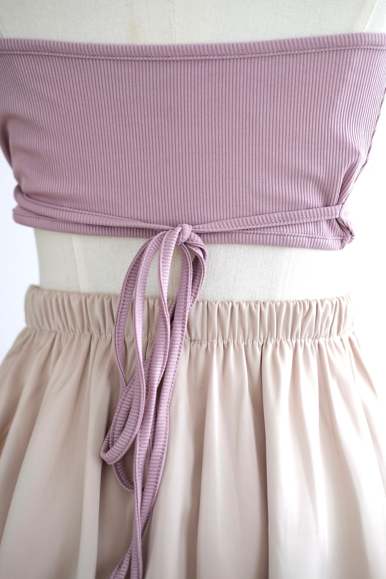 Halter Rope Ribbon Crop Top (Purple)