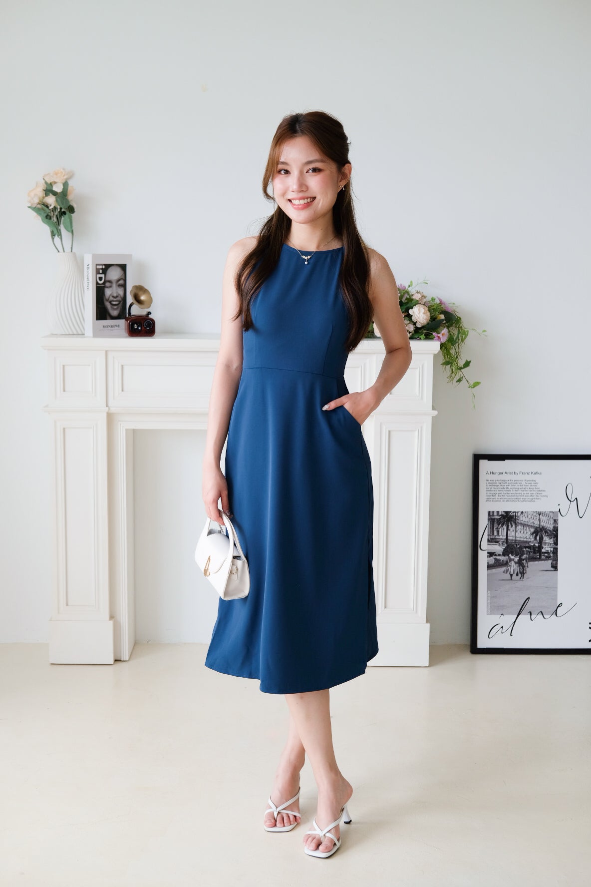 Canice Halter Side Slit Midi Dress (Teal)