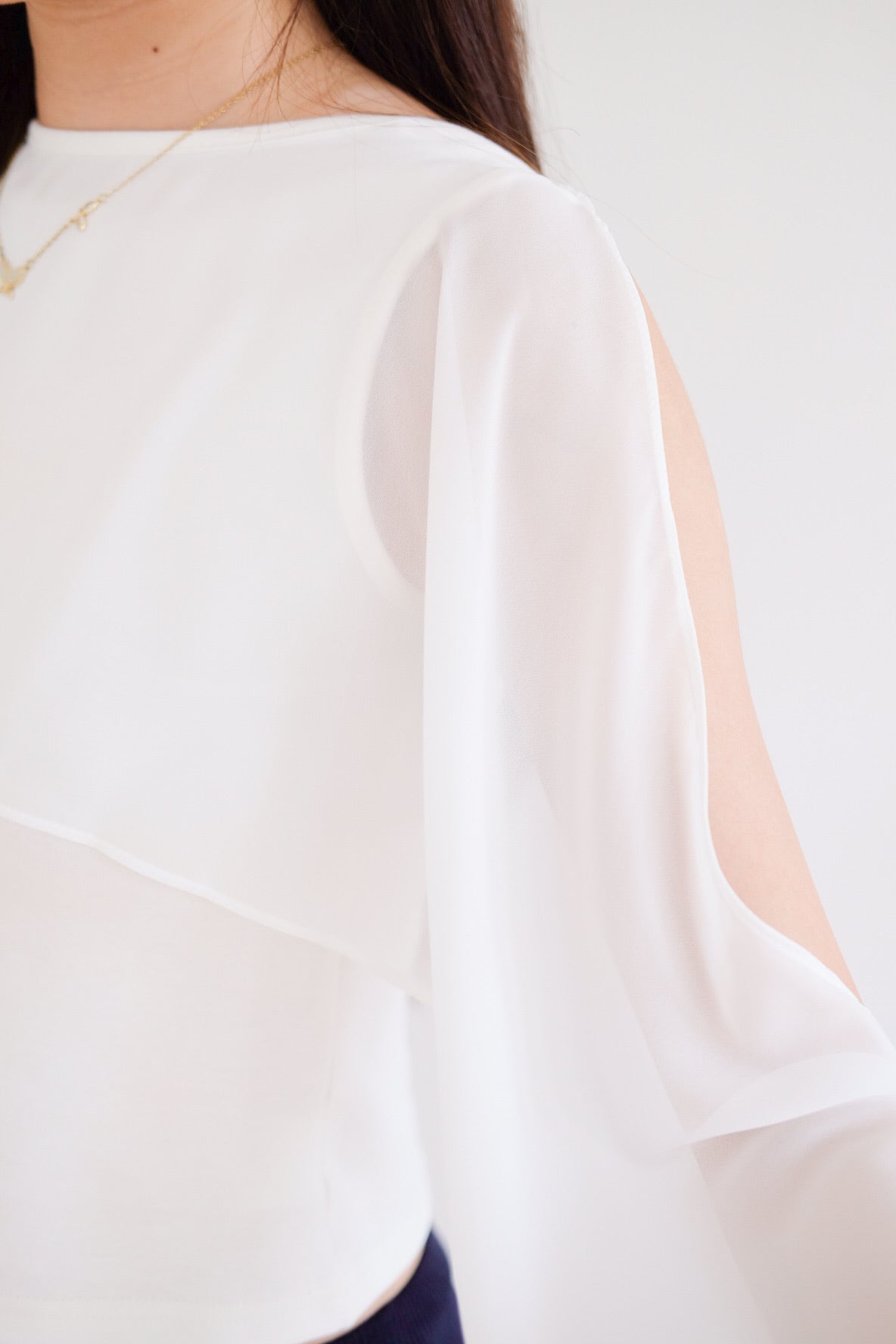 Lustre Cape Boatneck Top (White)