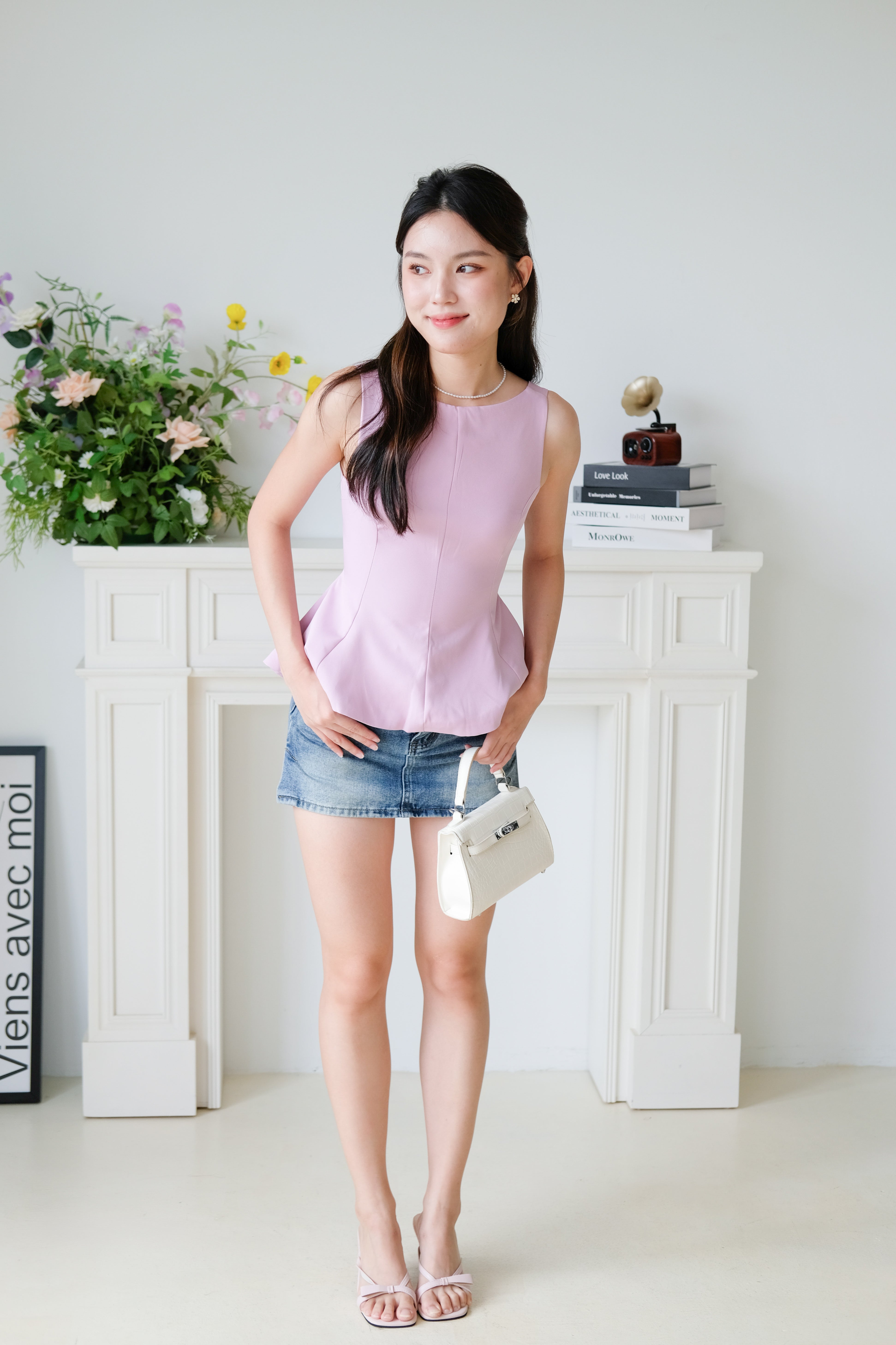 Belle Bareback Peplum Top (Purple)