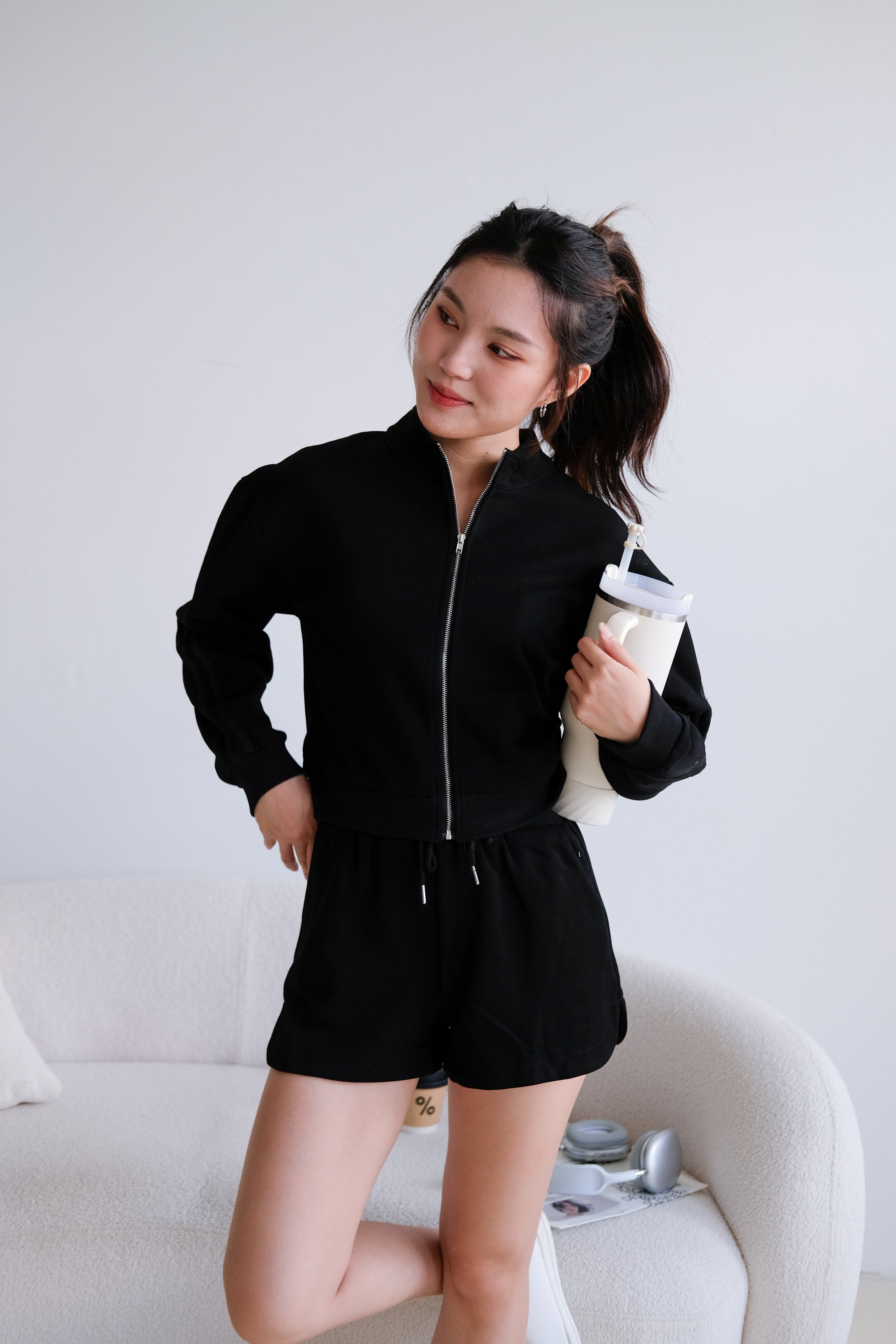 Day Off Stripes Lounge Set (Black)