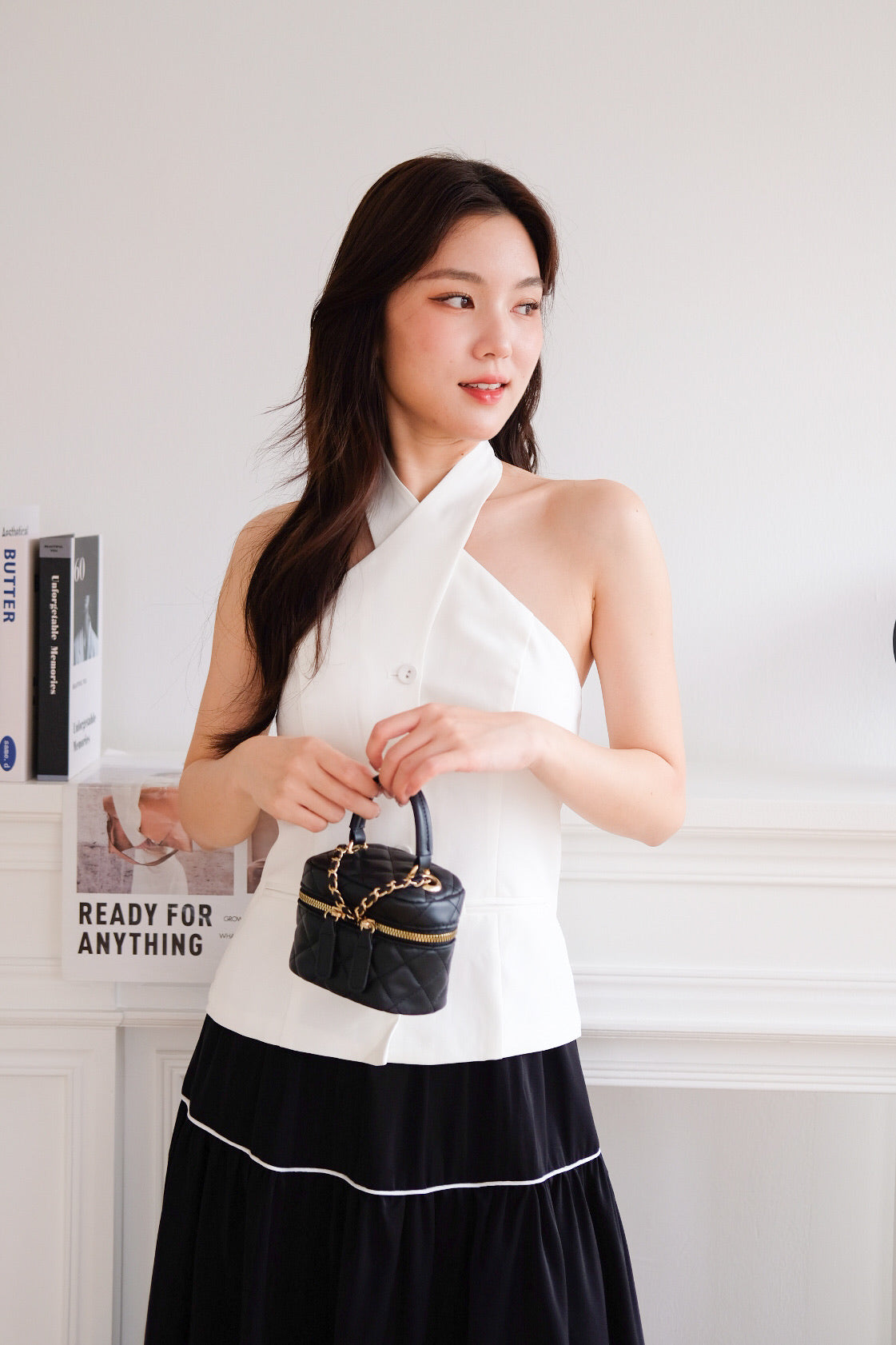 Angie Criss Cross Padded Top (White)
