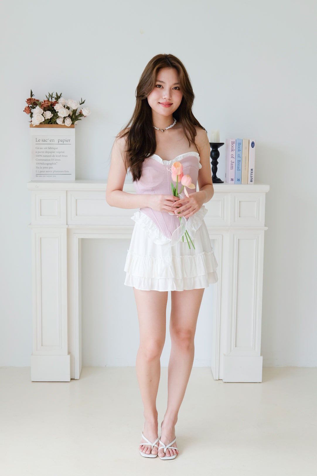 Heartshaker Sweetheart Ruffle Corset Top (Peony Pink)