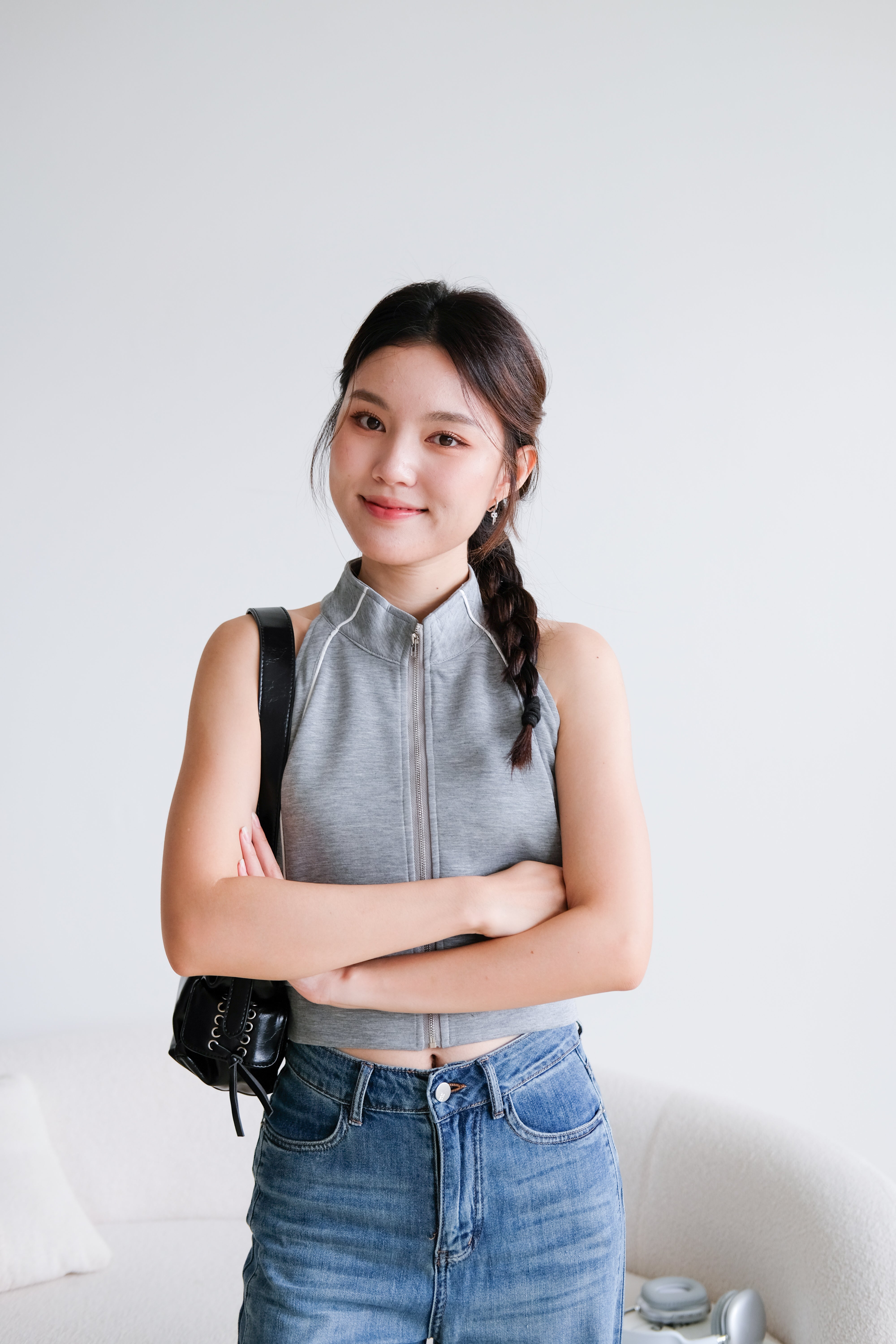 Fred Sporty Halter Top (Grey)