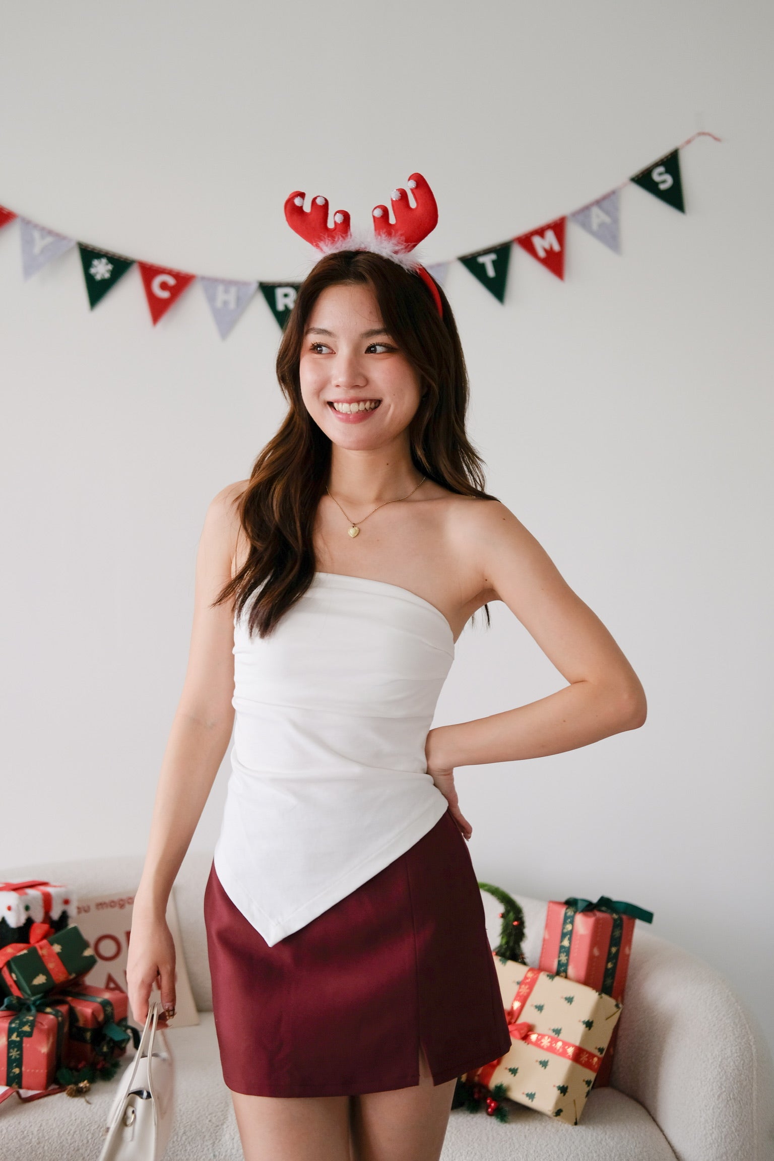 Porter Asymmetrical Tube Top (White)