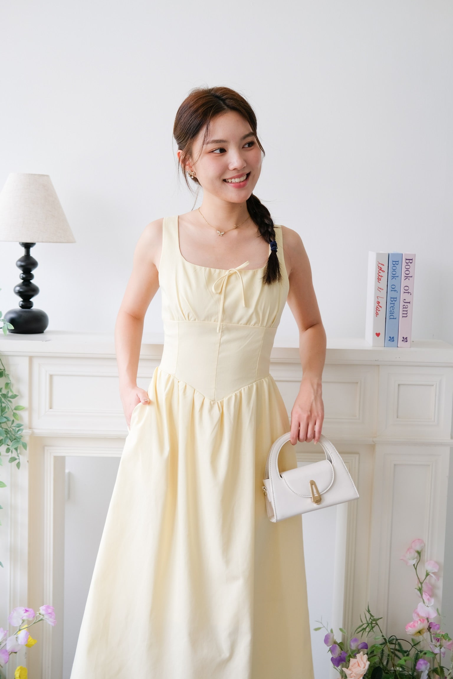 Carmie Thick Waist Midi Dress (Daffodil Yellow)