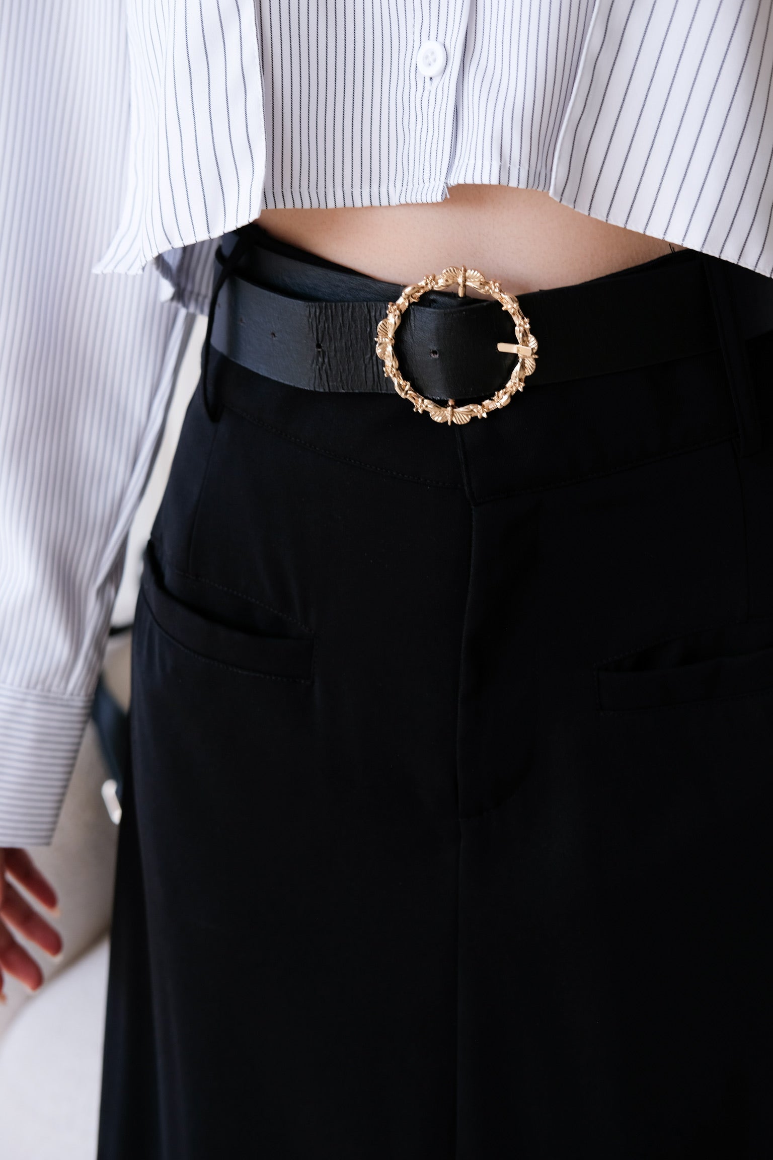 Josie Front Slit Maxi Straight Skirt (Black)