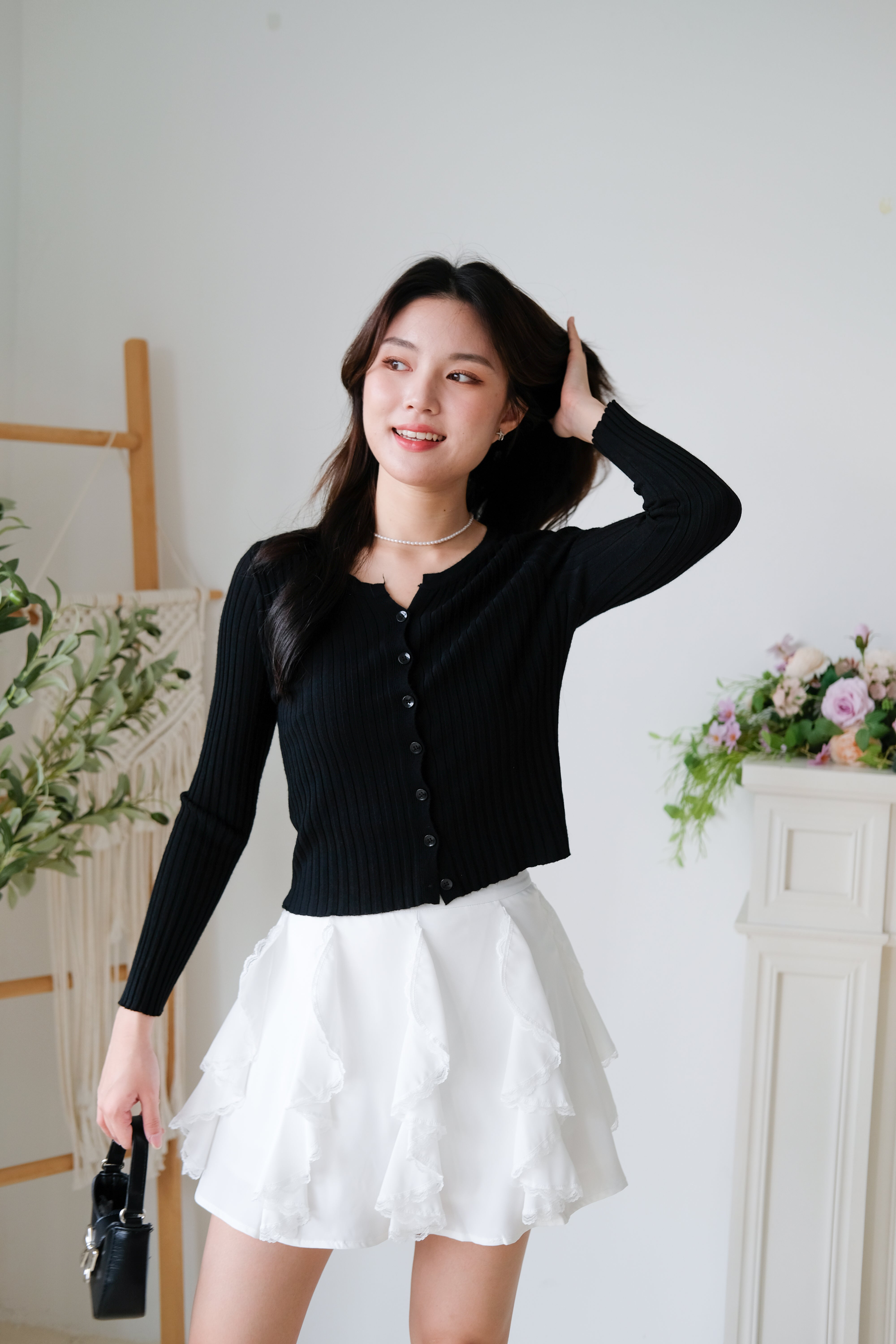Soft Hour Knit Ribbed Cardigan (Black)