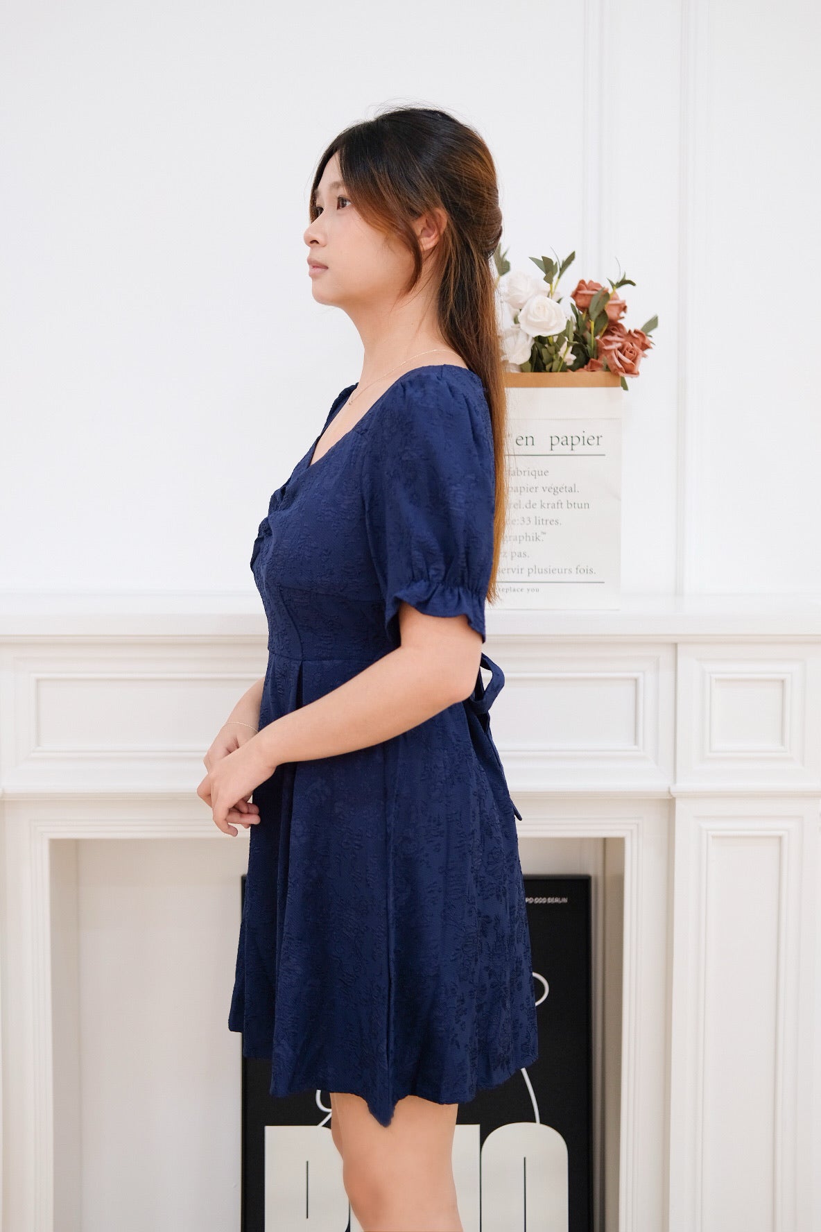 Blue Cheongsam Mini Dress
