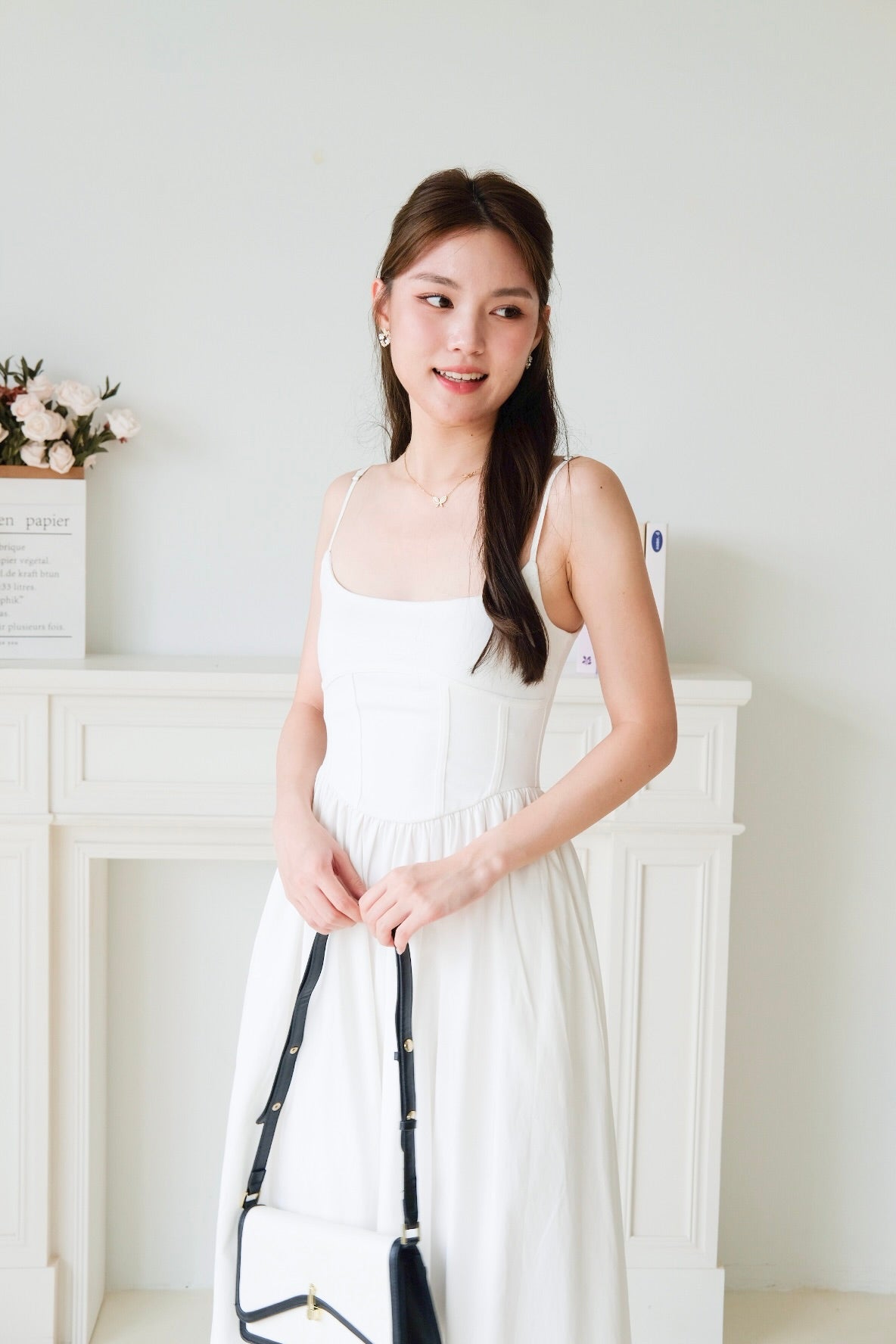 Clara Corset Maxi Dress (White)