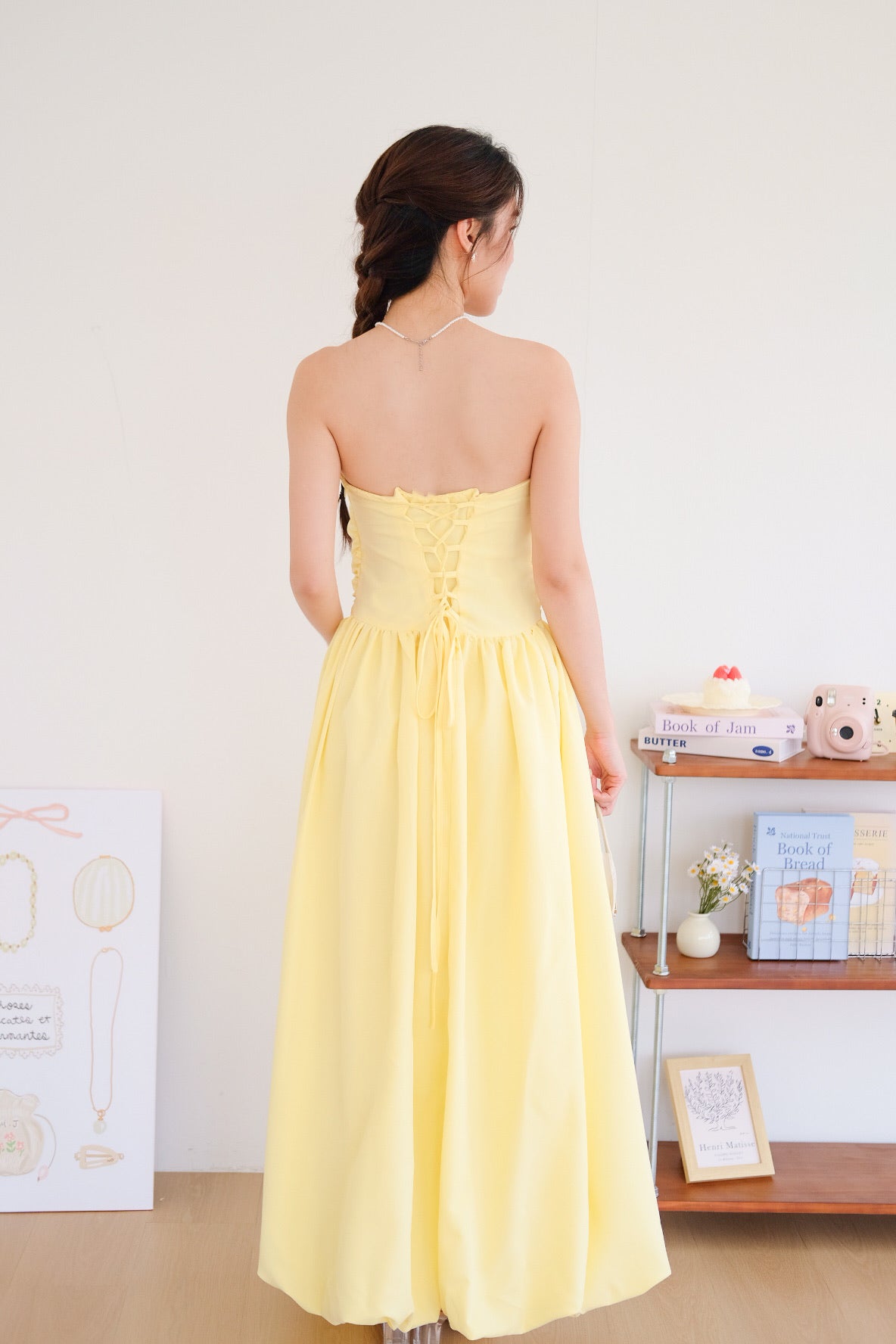 Vianna Asymmetrical Slit Bubble Maxi Dress (Sunshine Yellow)