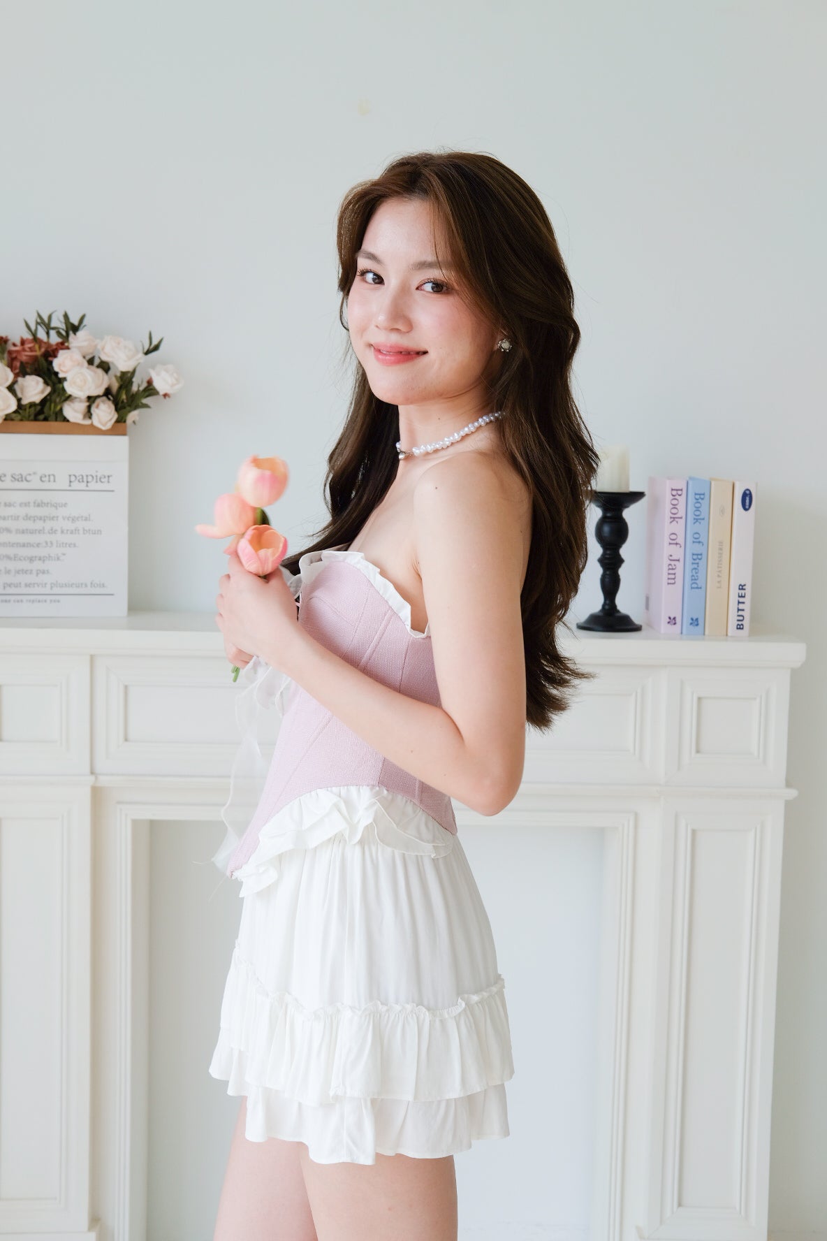 Heartshaker Sweetheart Ruffle Corset Top (Peony Pink)