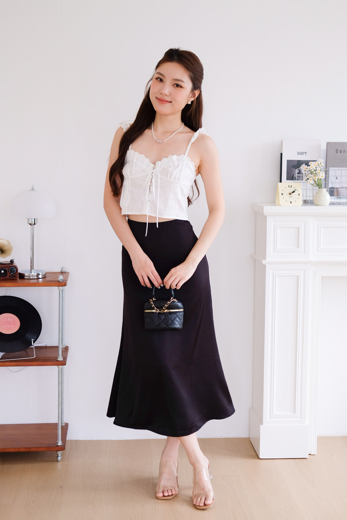 Belle Eyelet Coquette Crop Top (White)