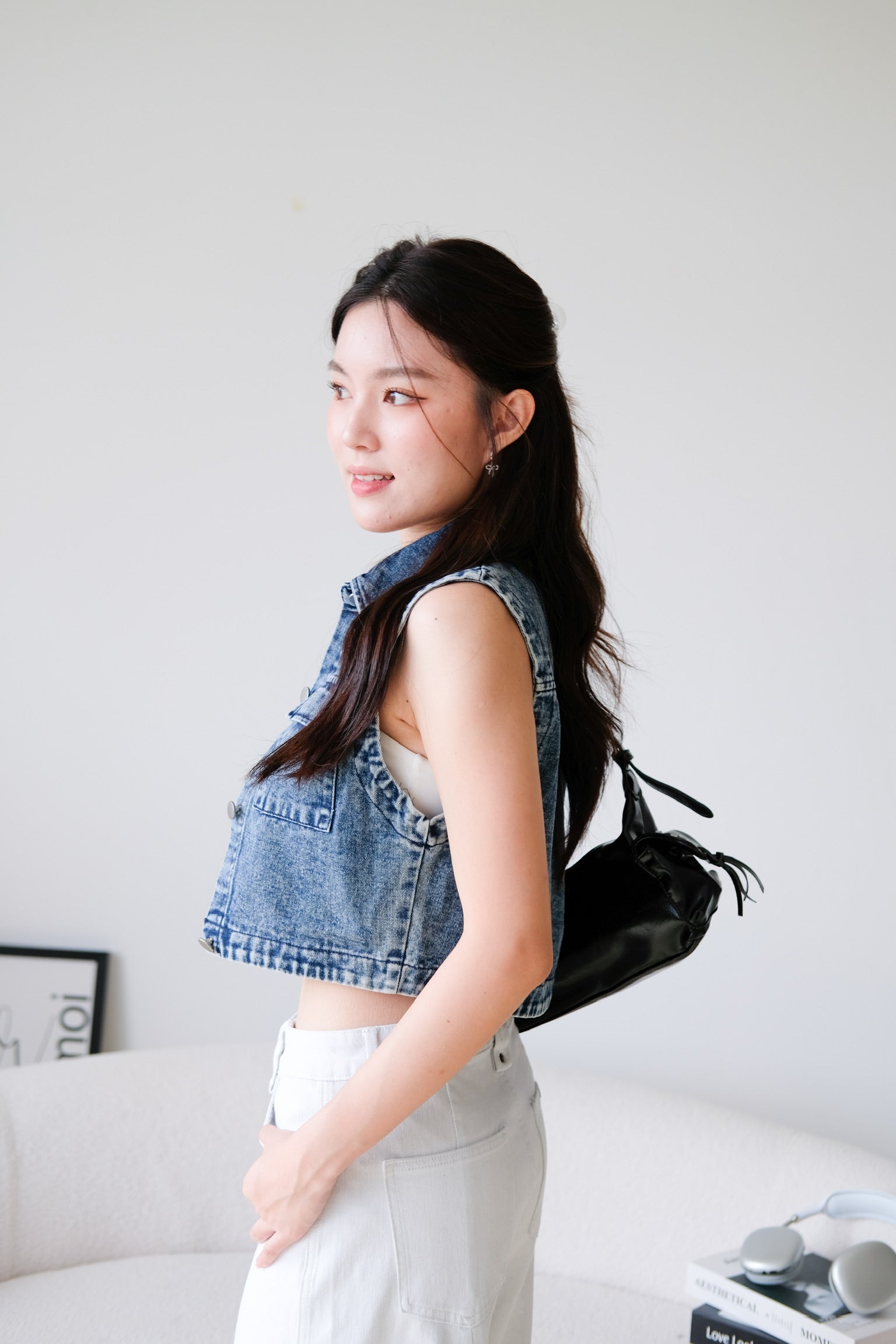 Divine Collared Denim Vest (Acid Blue)