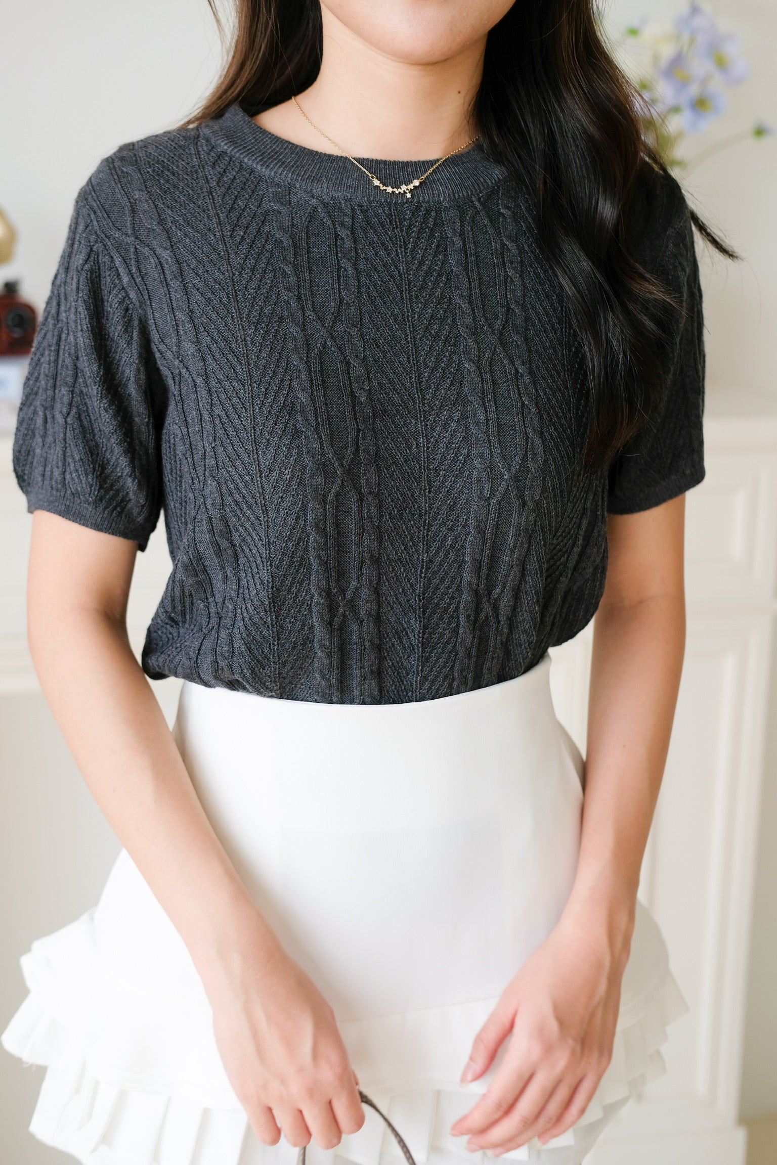 Carey Knit Tee (Dark Grey)