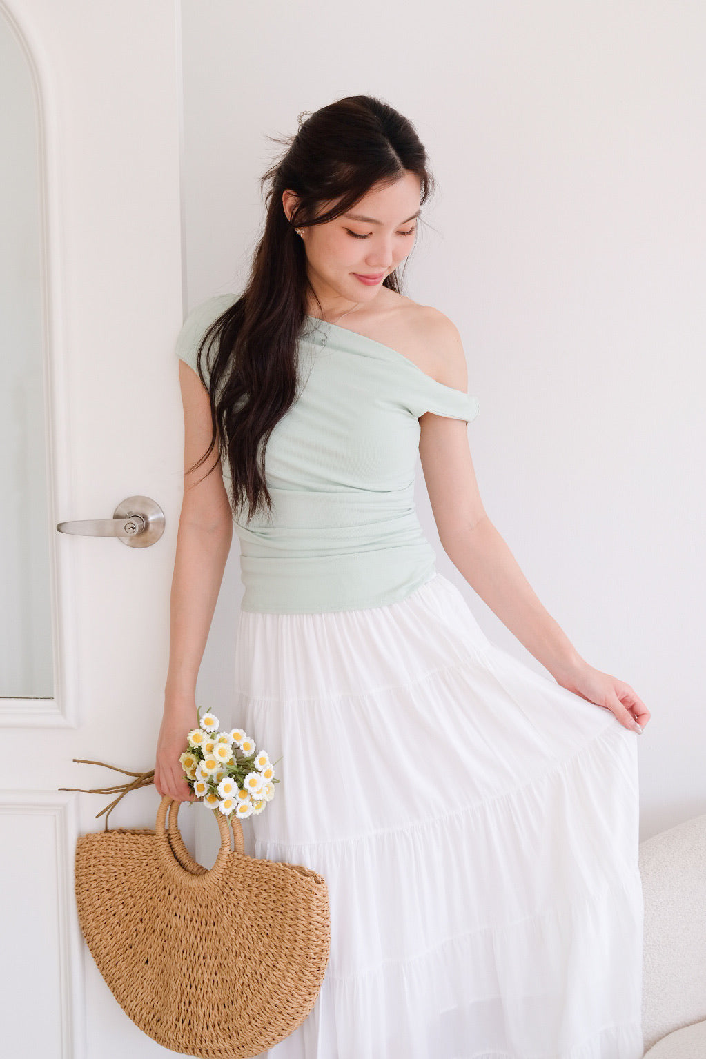 Willa Tiered Maxi Skirt (White)