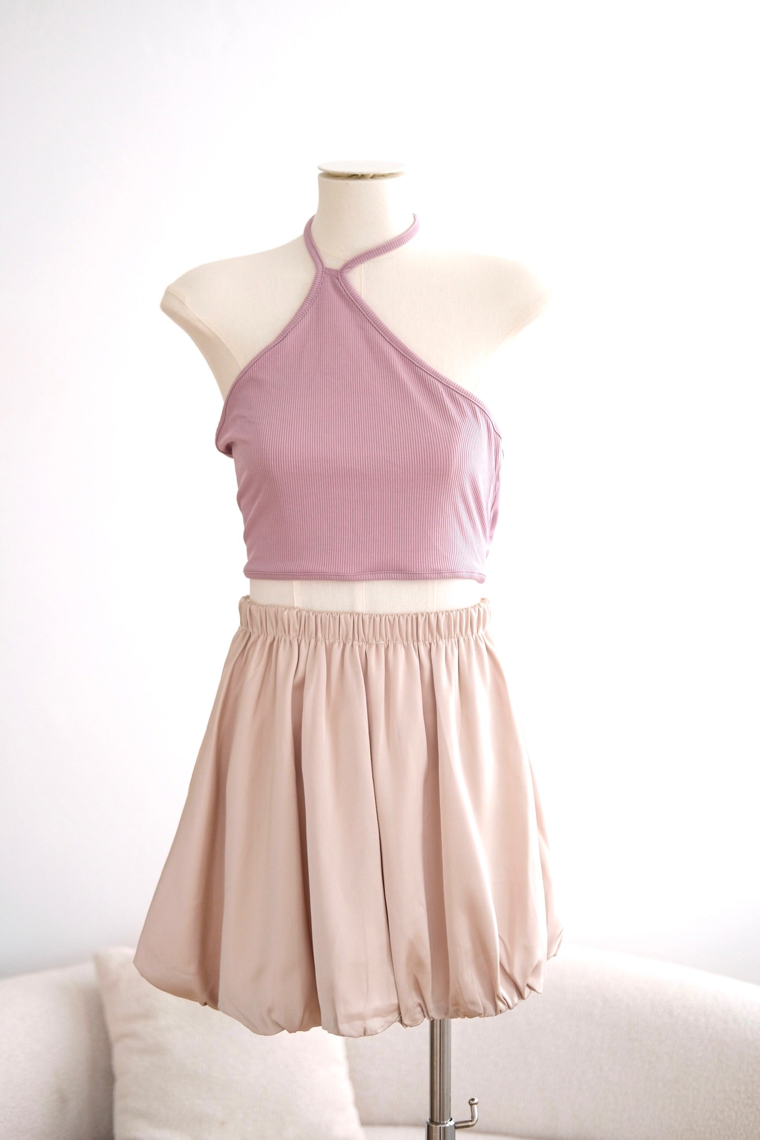 Halter Rope Ribbon Crop Top (Purple)