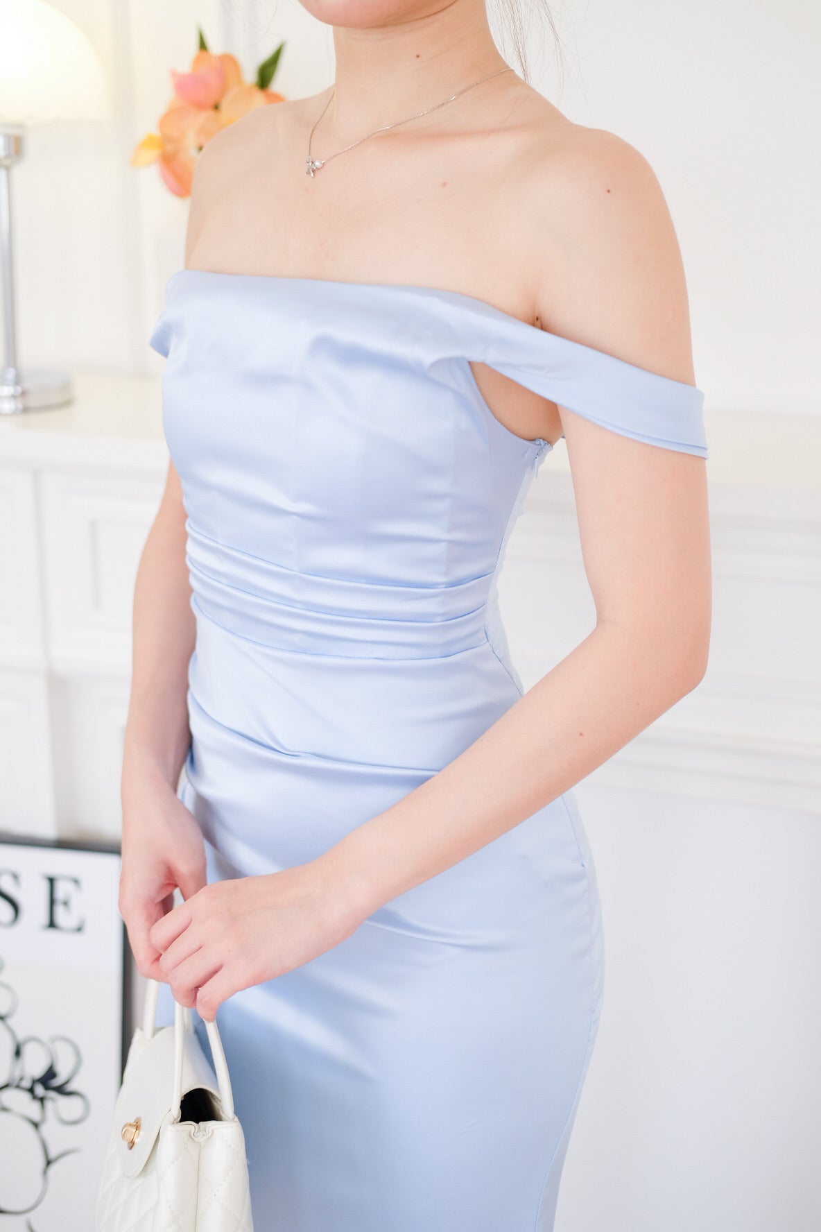 Ophelia Satin Mermaid Maxi Dress (Sea Blue)
